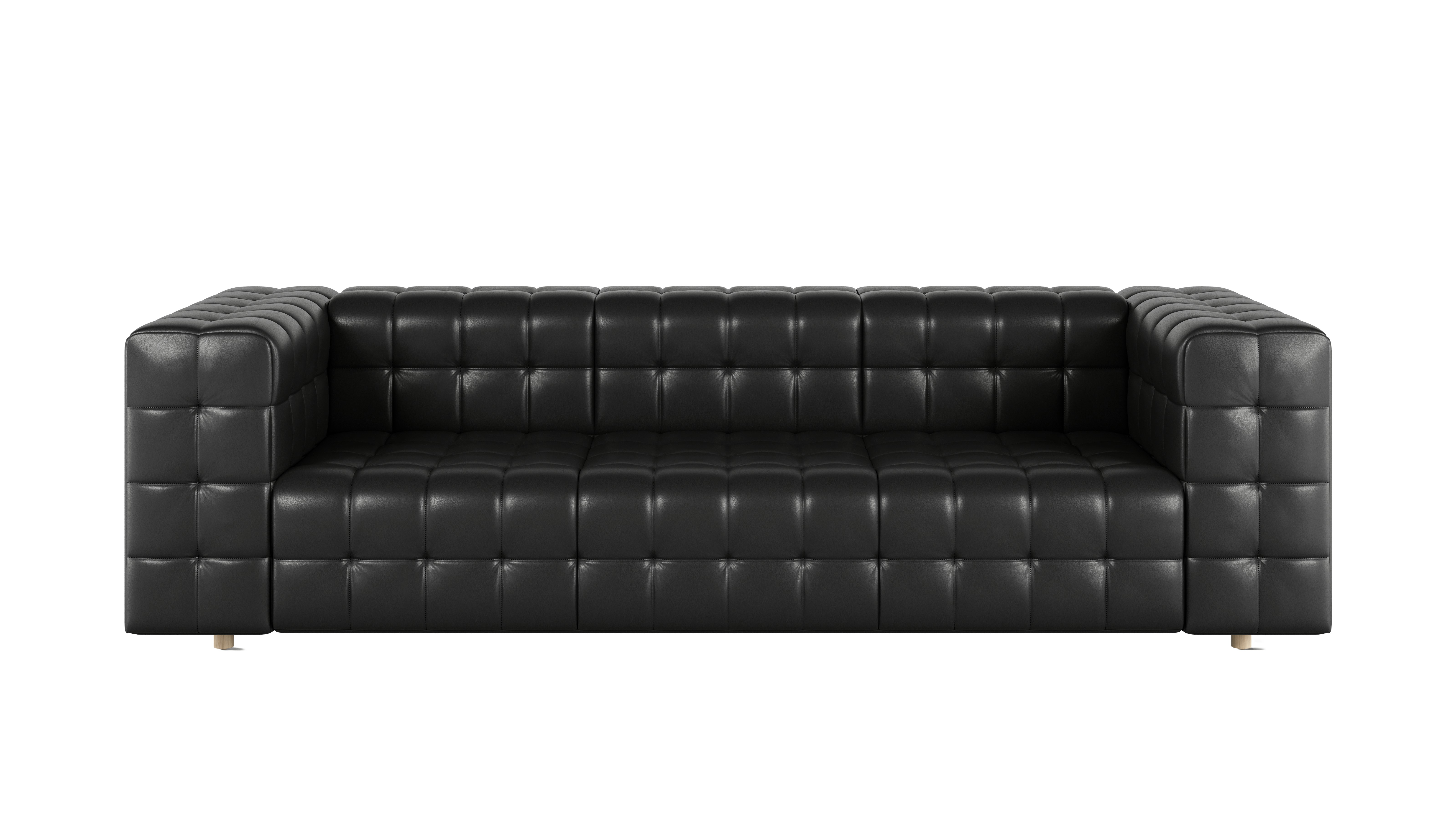 Rapport Sofa 3 Seater in Prone Leather Obsidian with Ash Legs