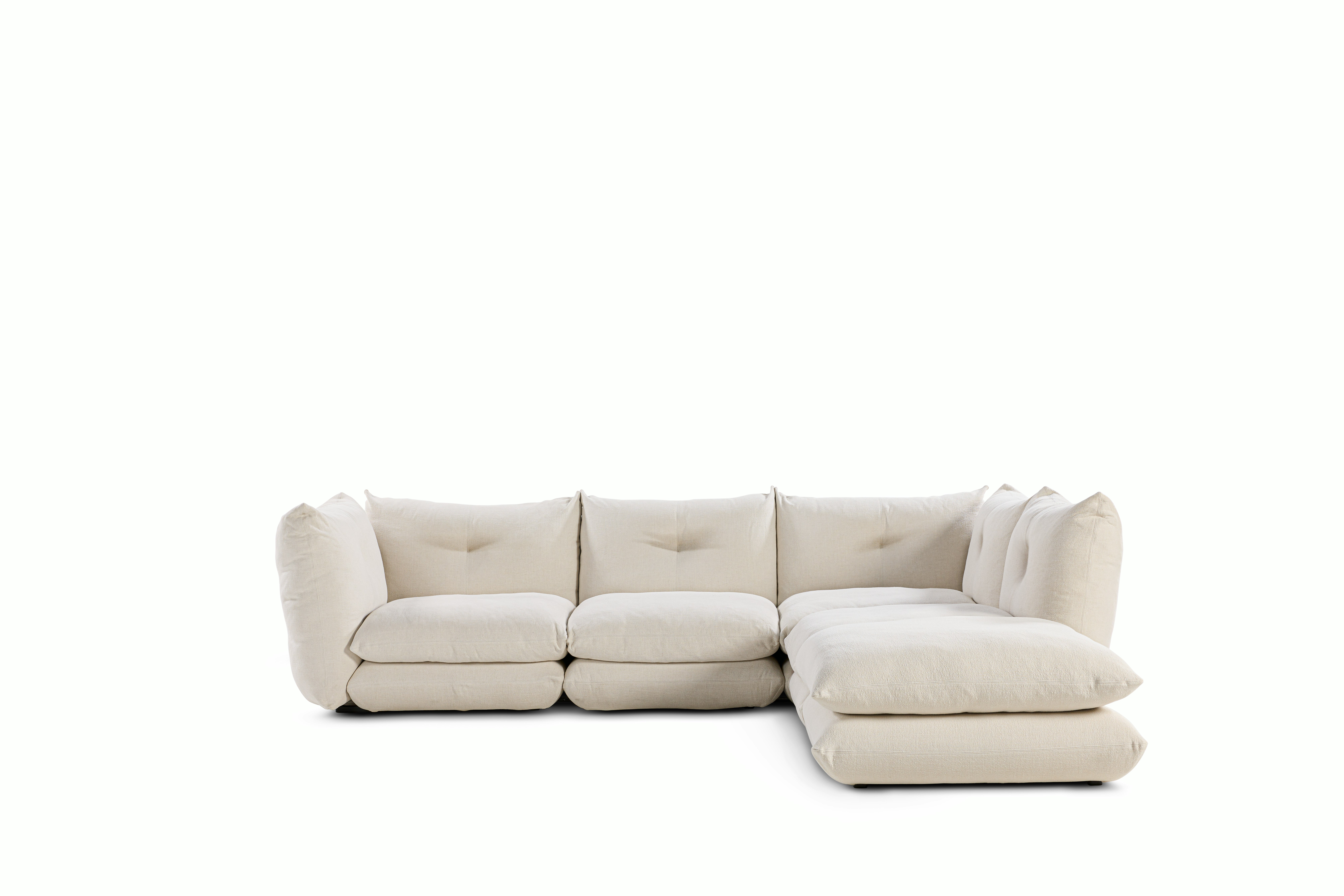 Pillo Sectional -  Right,  Four Seater with Ottoman,  Standard,  Haven,  Ivory
