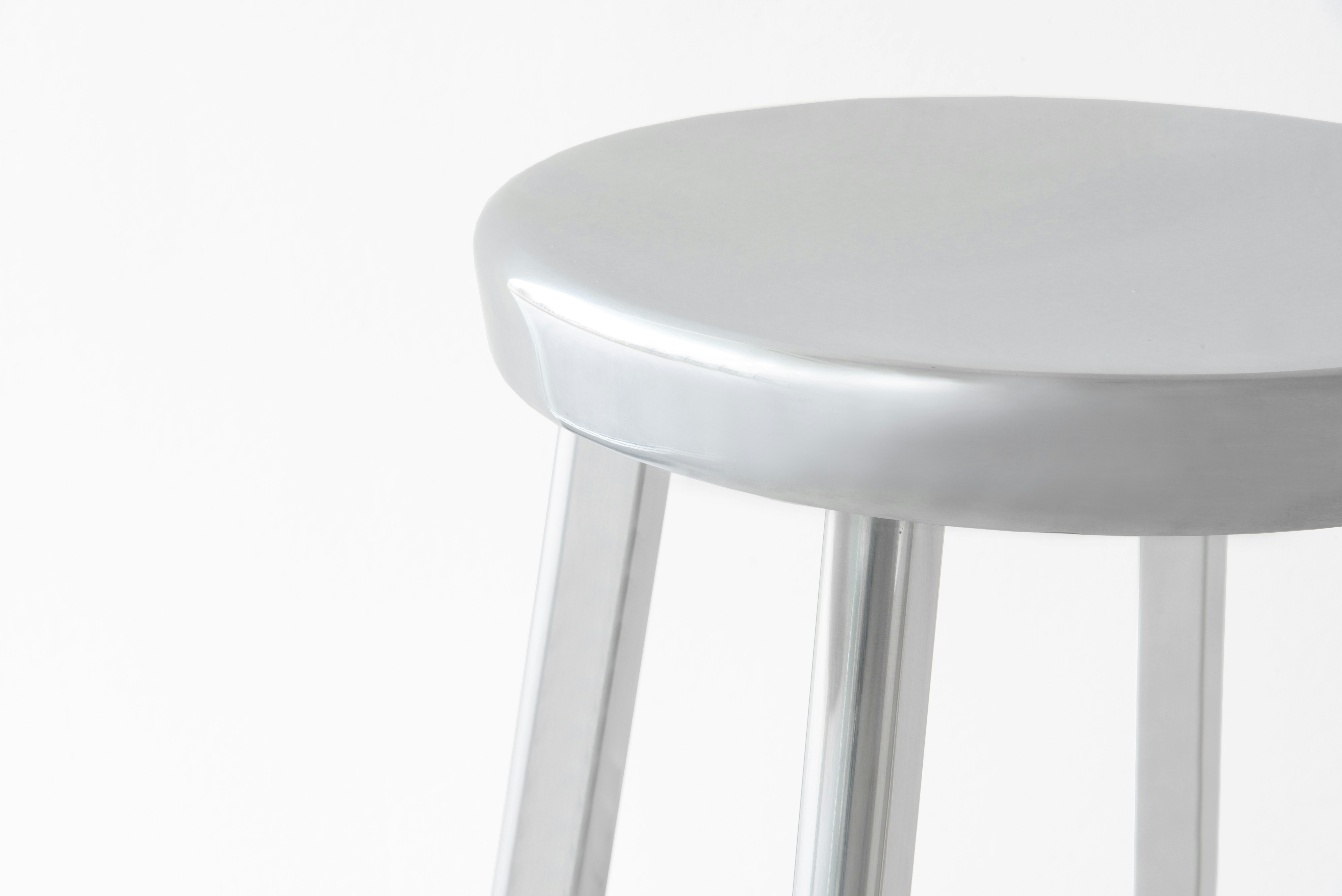 Deja Vu Stool - Counter Height in Polished Aluminum