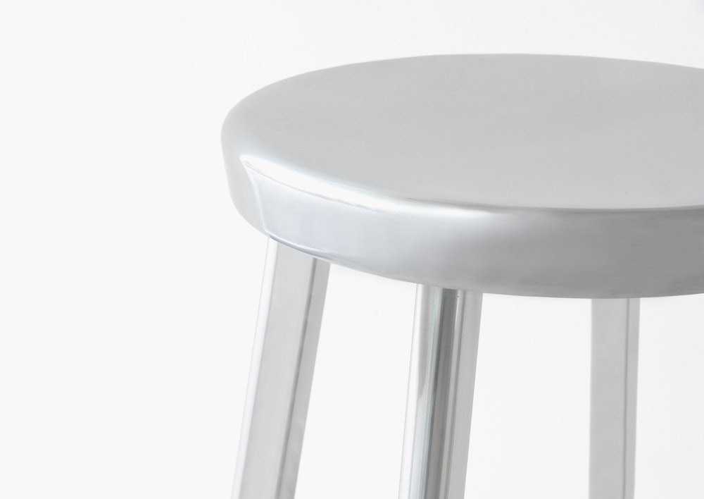 Deja Vu Stool - Counter Height in Polished Aluminum