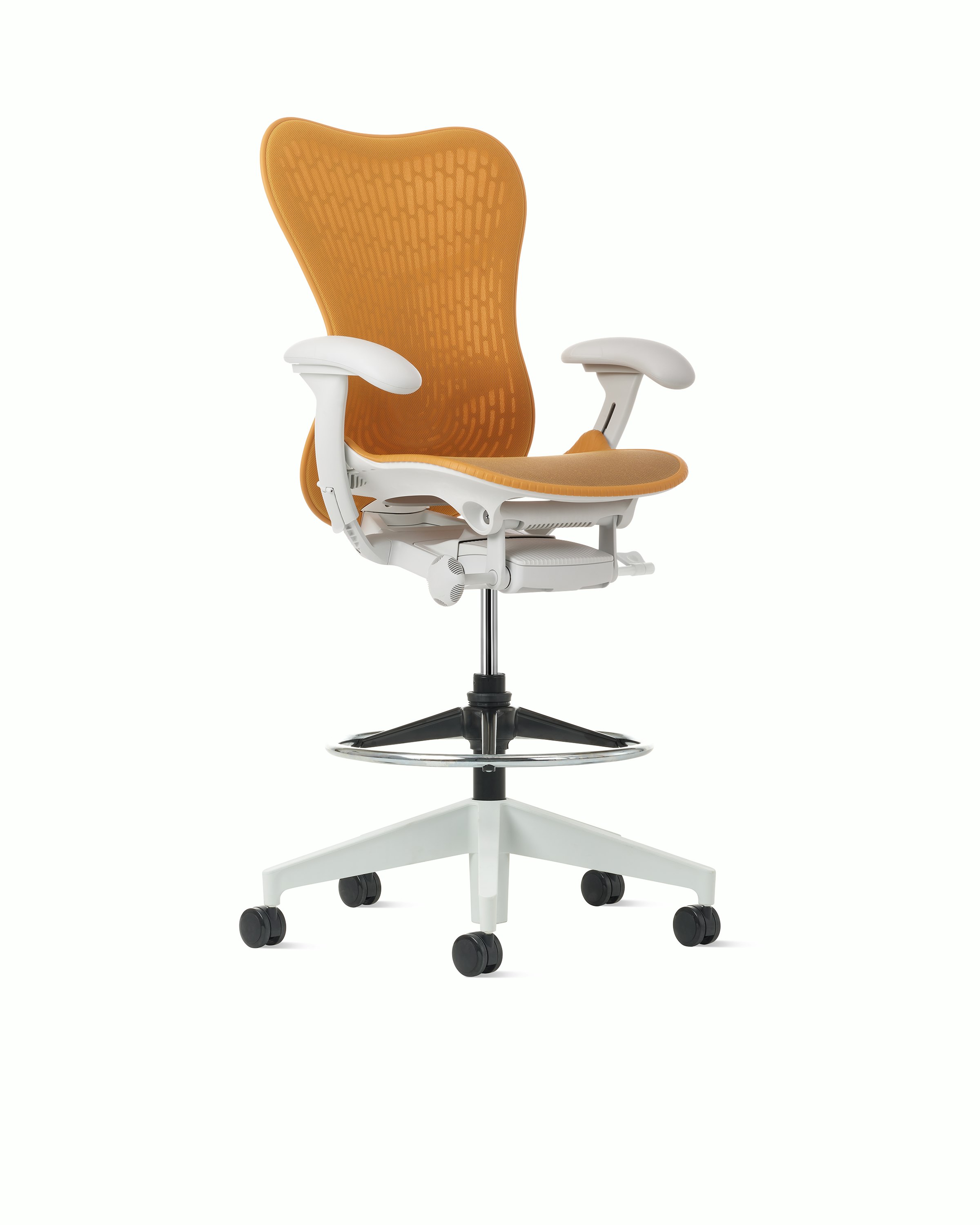 MIrra 2 Stool in Alpine with Ochre Butterfly Suspension and Fixed seat