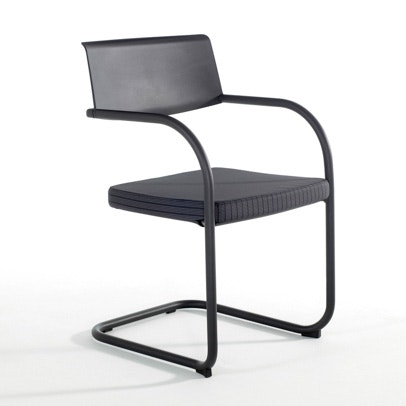 Moment Side Chair, with arms, sled base, upholstered seat