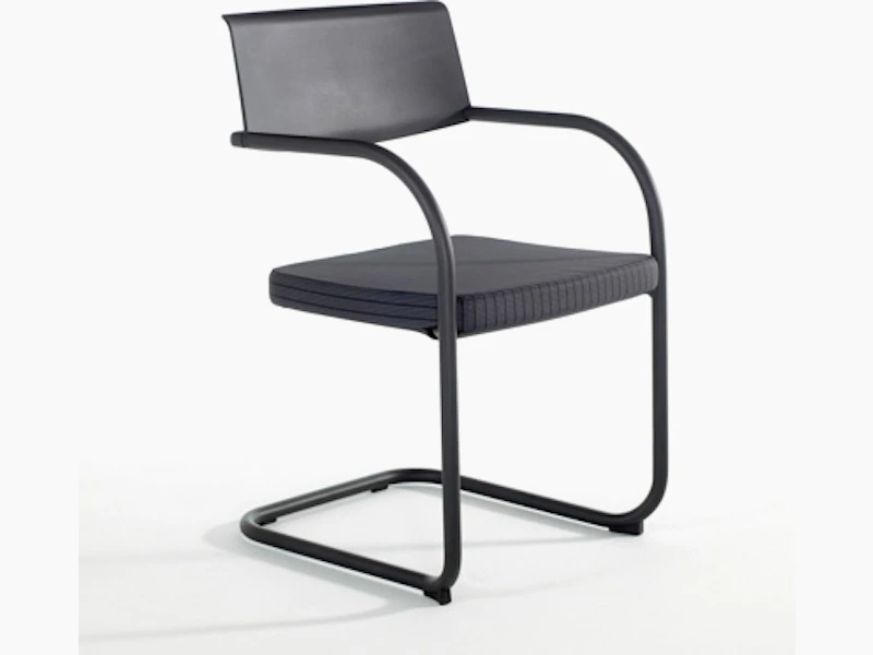 Moment Side Chair, with arms, sled base, upholstered seat