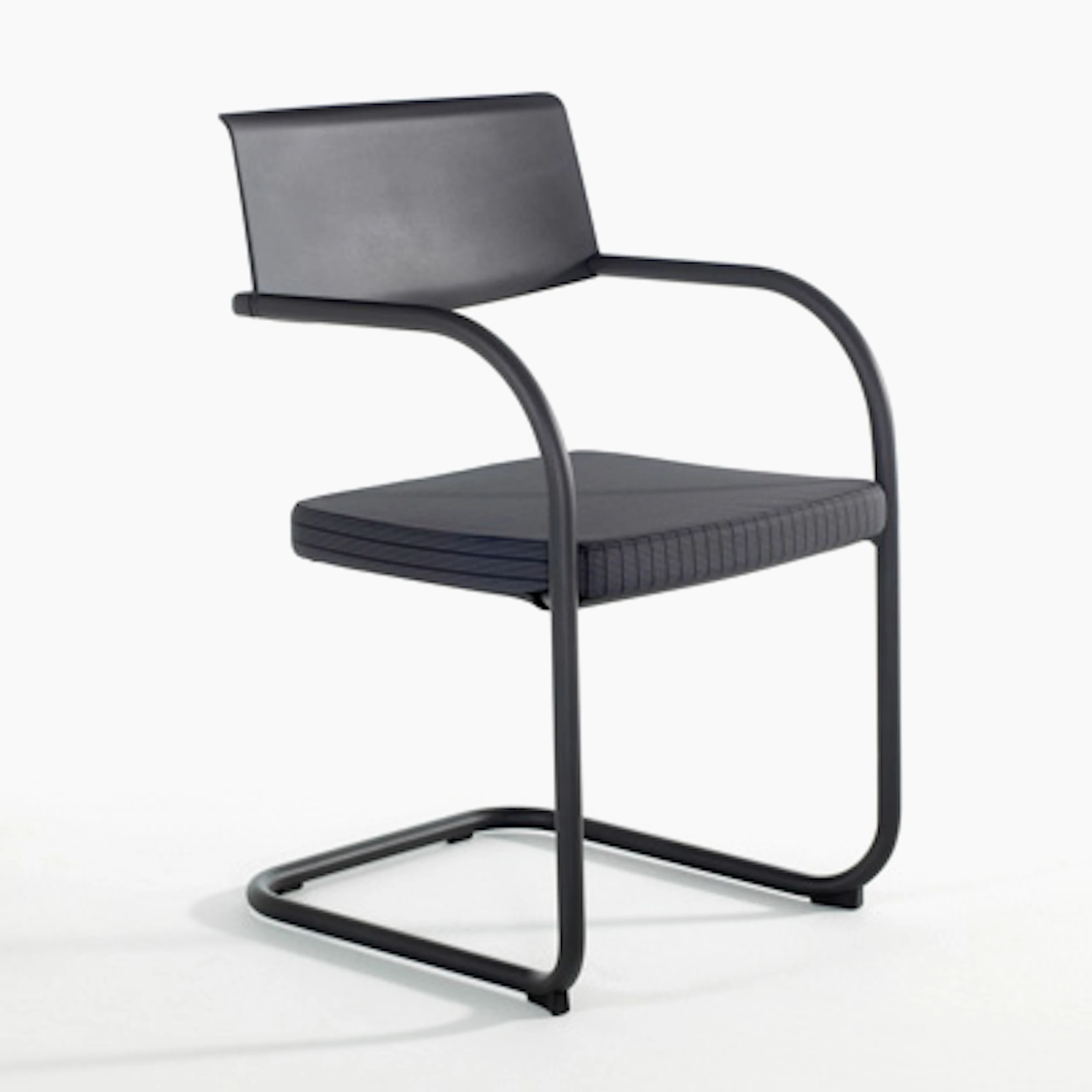 Moment Side Chair, with arms, sled base, upholstered seat