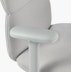 Detail view of an Asari chair by Herman Miller in light grey with height adjustable arms.