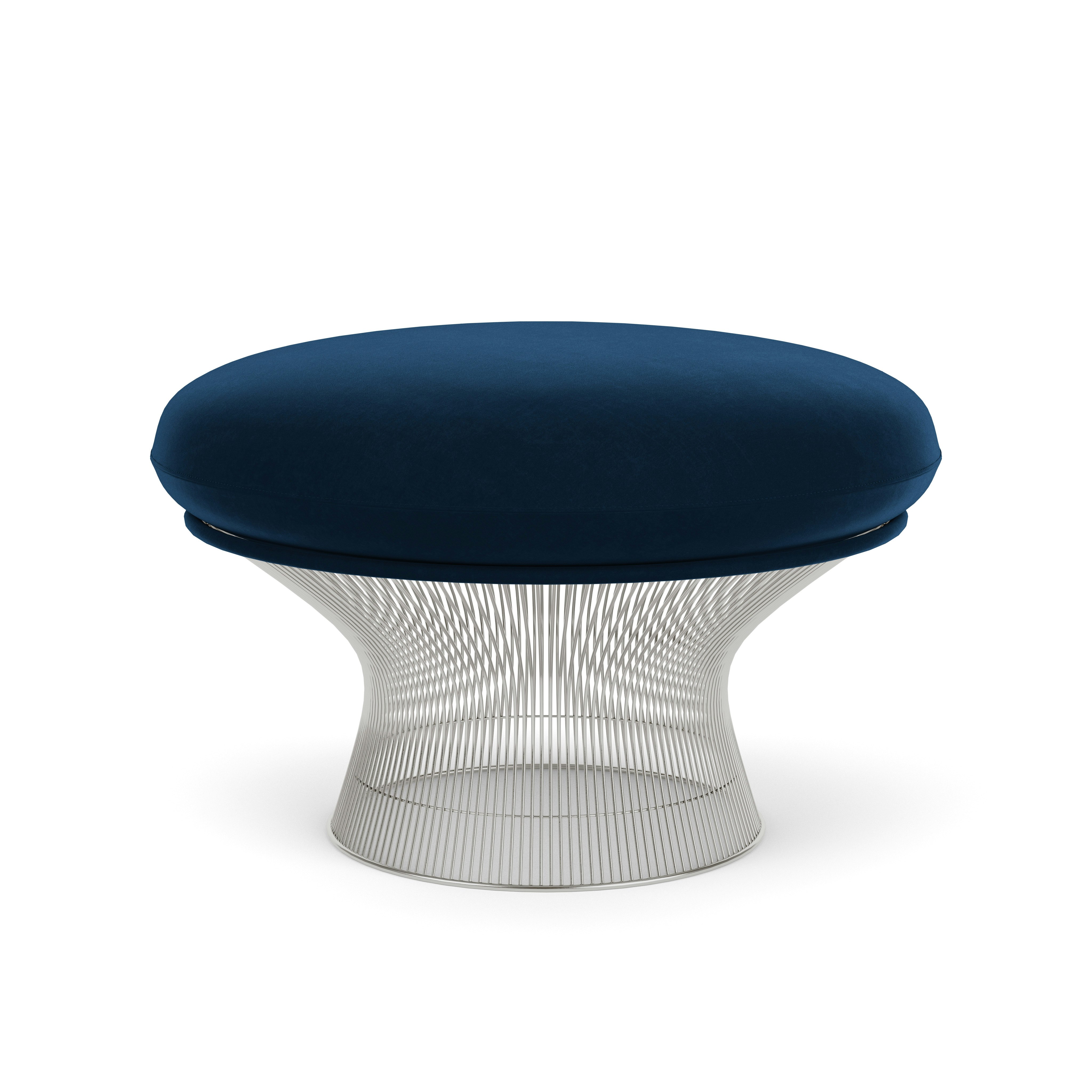 Platner Ottoman - Polished Nickel,  Knoll Velvet,  Aviator