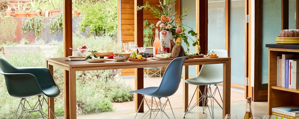 Eames Recycled Shell Chairs around a Doubleframe Table