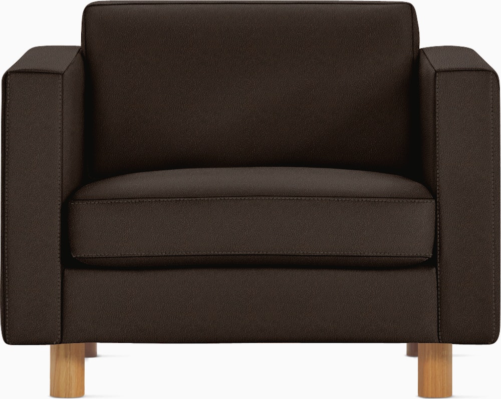 Lispenard Arm Chair in java brown leather with 4" legs.