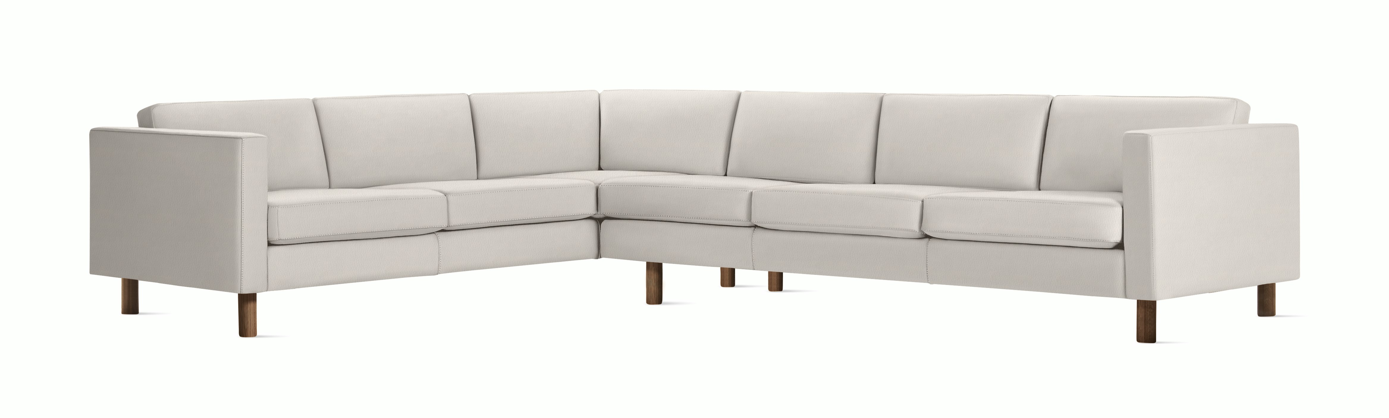 Lispenard Sectional in light beige leather  with 6" legs.