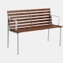 Traverse Dining Bench with Arms - Heat Treated Ash, Lacquered Aluminum Frame