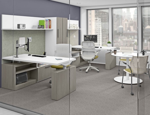 Shared Private Office | Reff Profiles reff profiles height-adjustable peninsula sliding table generation by knoll chair sapper monitor arm multigeneration by knoll chair