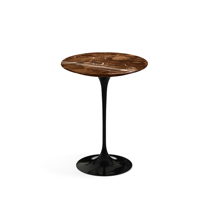 Saarinen Side Table - 16",  Round,  Polished Coated Marble,  Espresso,  Black"
