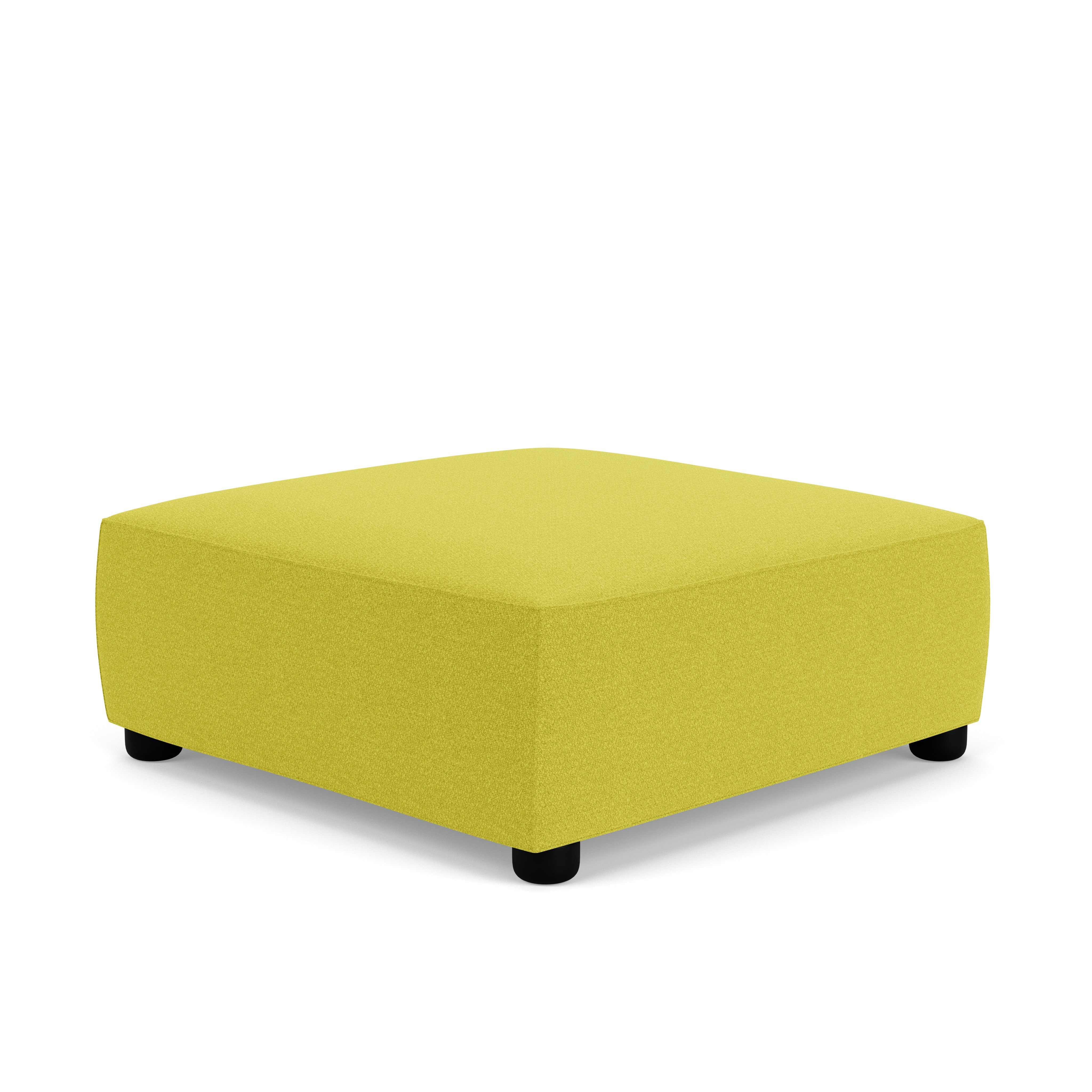 Barber Osgerby Ottoman -  Medium, Black Lacquer, Classic Boucle, Chartreuse