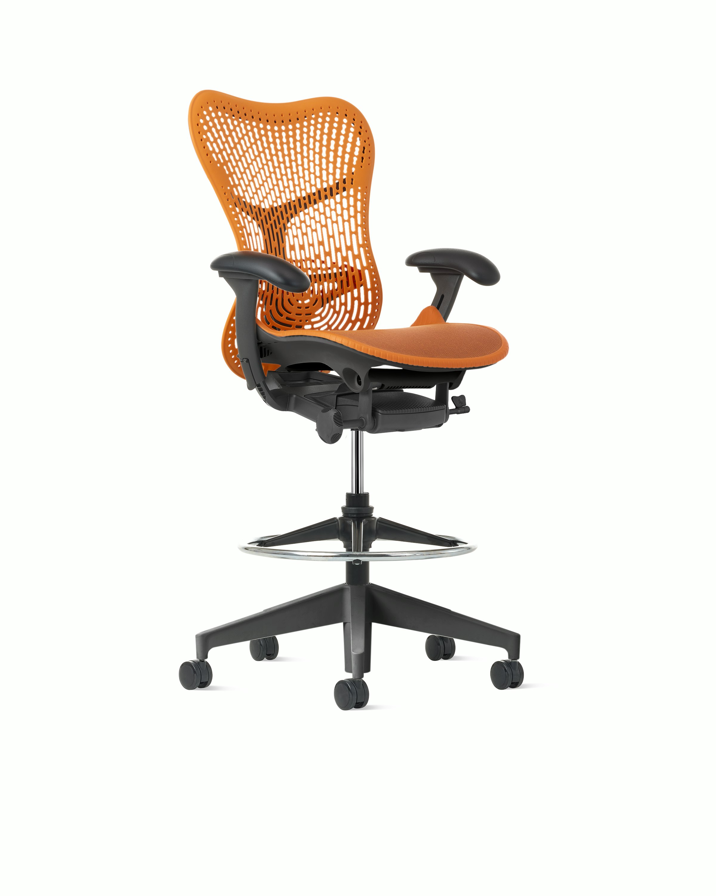 Mirra 2 Stool in Graphite with Ochre Triflex Suspension and Fixed seat