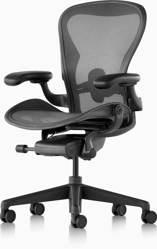 Herman Miller Classic Aeron Task Chair: Tilt Limiter w/Seat Angle Adj -  PostureFit Support - Fully Adj Vinyl Arms - Standard Carpet Casters