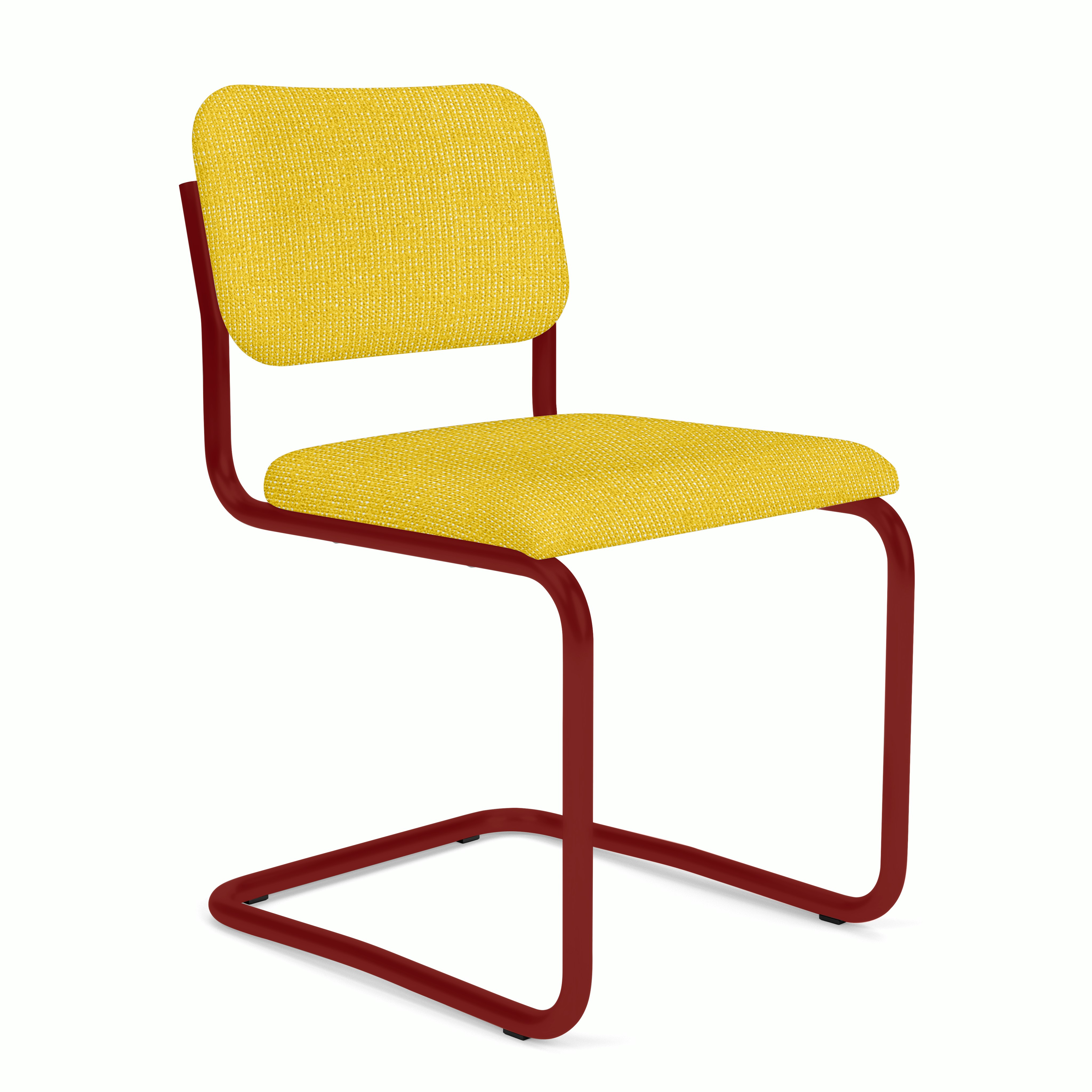 Cesca Upholstered Chair - Side Chair ,  Fully upholstered,   prestini,  yellow,  red frame