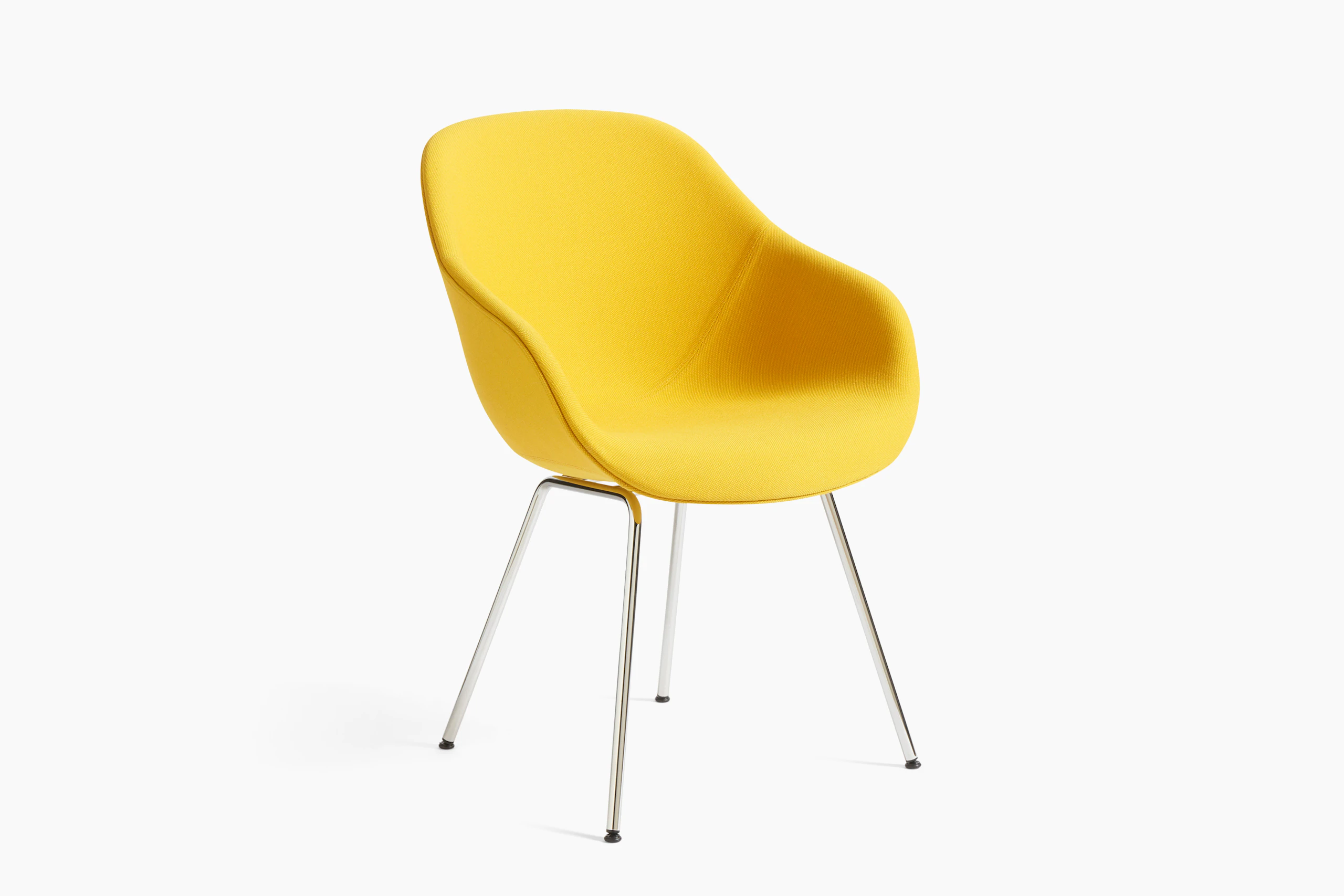 A front angle view of the About A Chair in yellow.