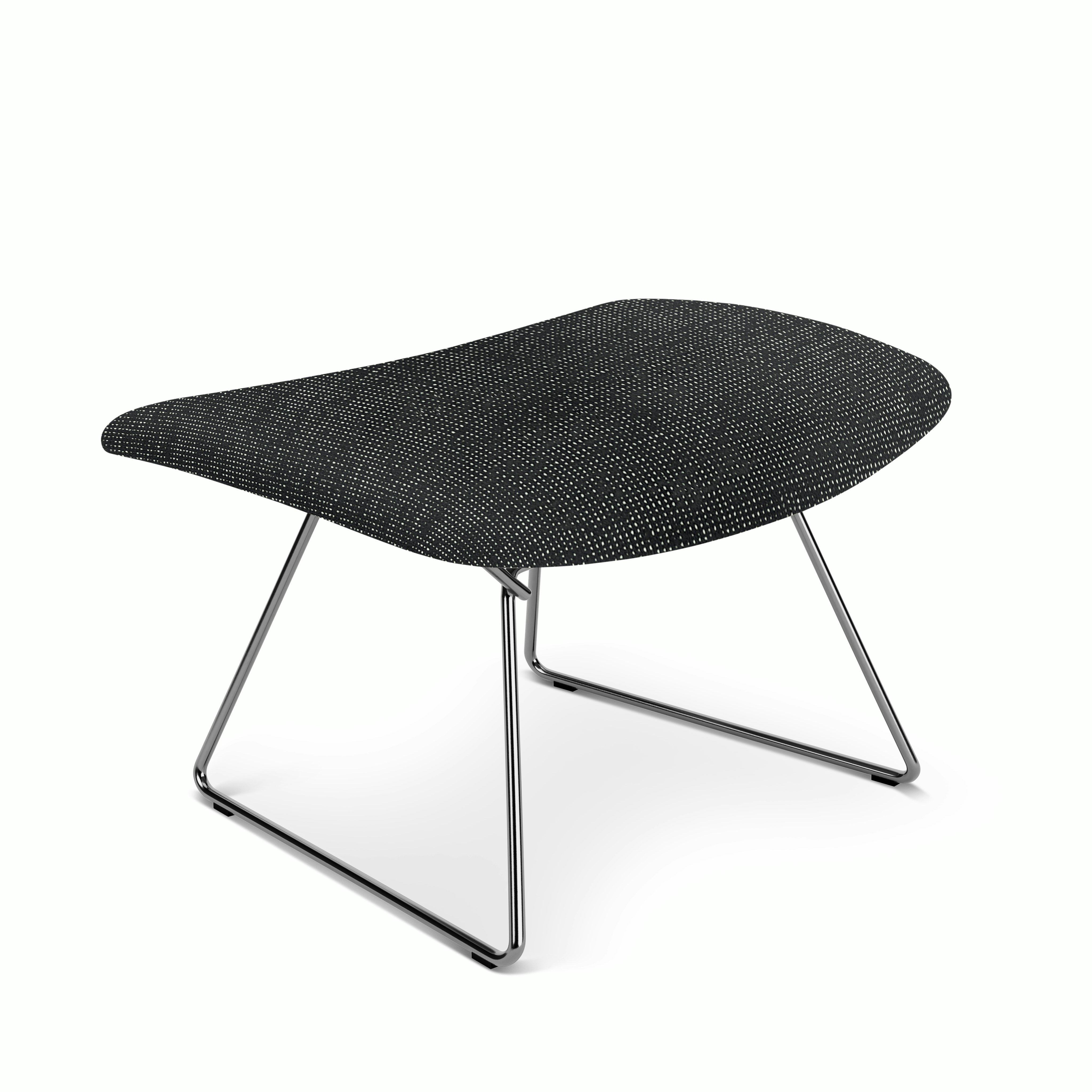 Bertoia Bird Ottoman,  Polished Chrome,  Full Cover,  Prestini,  Black and White