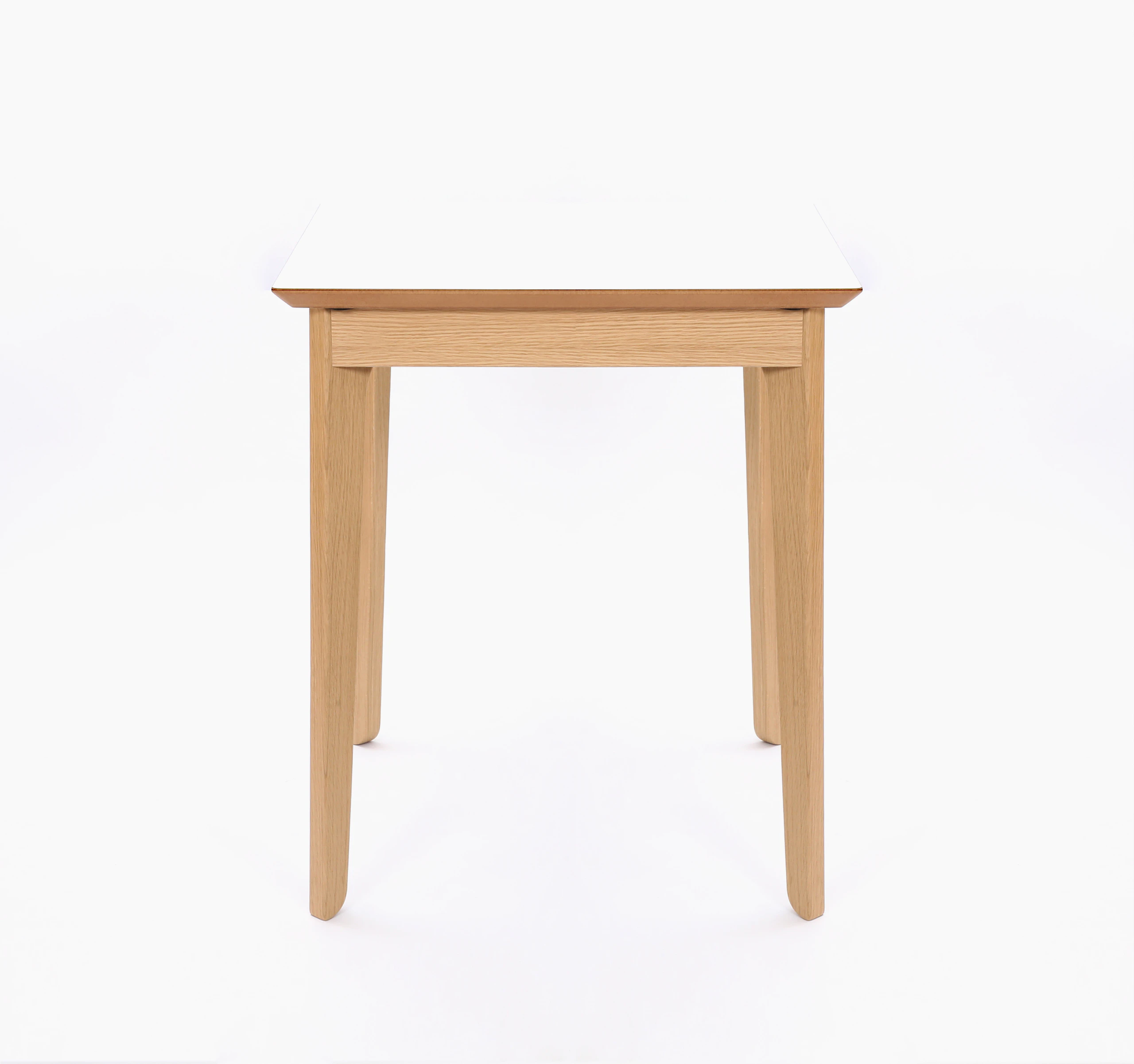 A square white naughtone Dalby Café Table, viewed from the side.
