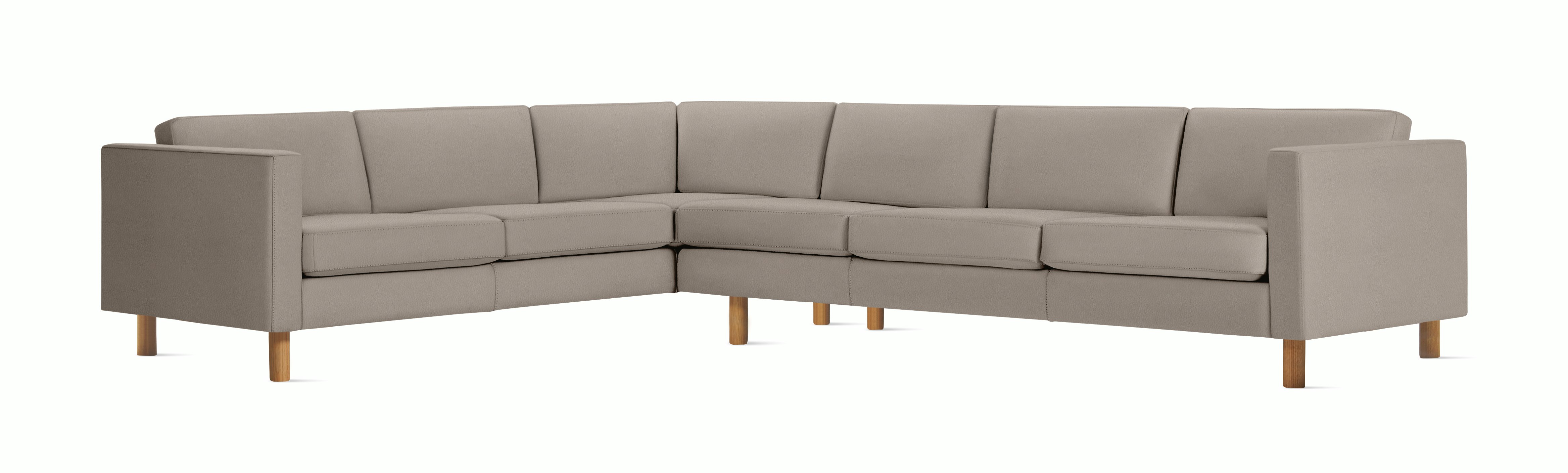 Lispenard Sectional in beige lute leather  with 6" legs.