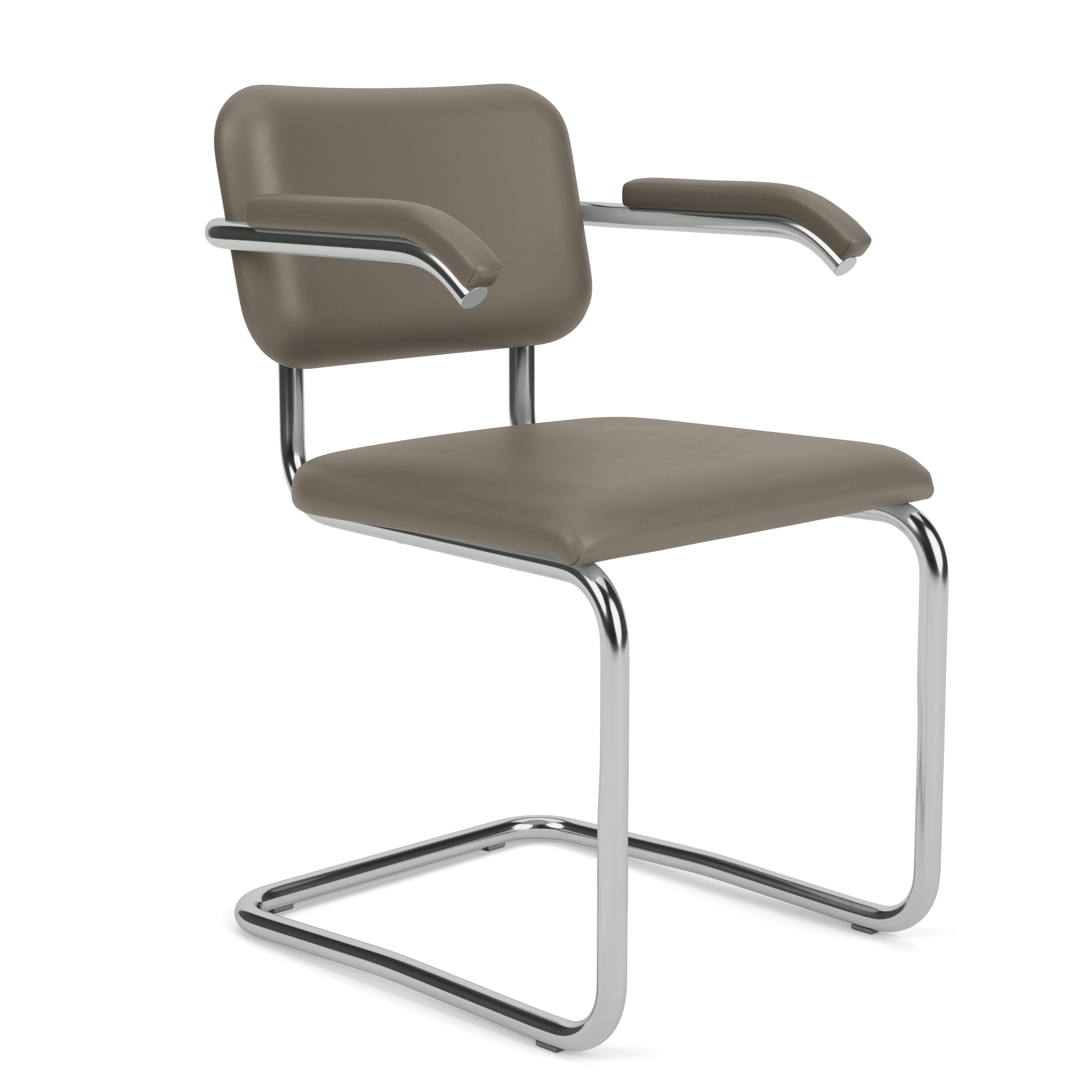 Cesca Armchair, Fully Upholstered, Upholstered Seat, Volo Leather, White