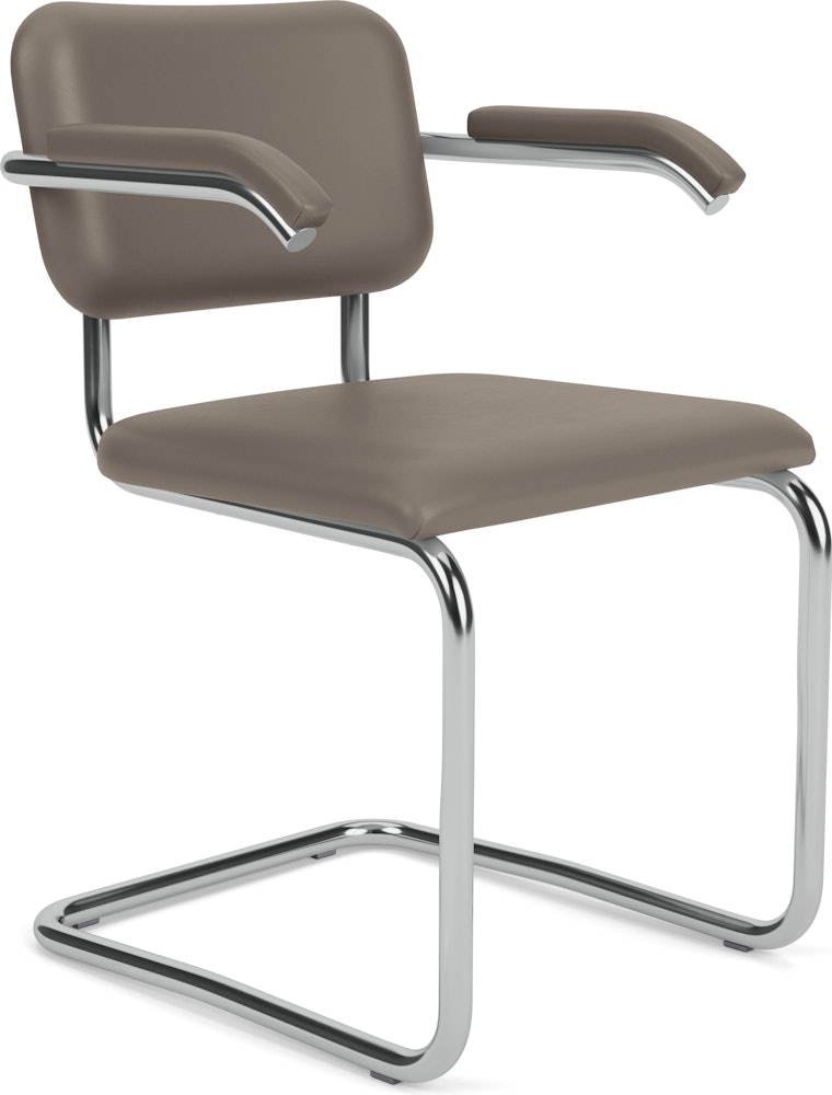 Cesca Armchair, Fully Upholstered, Upholstered Seat, Volo Leather, White