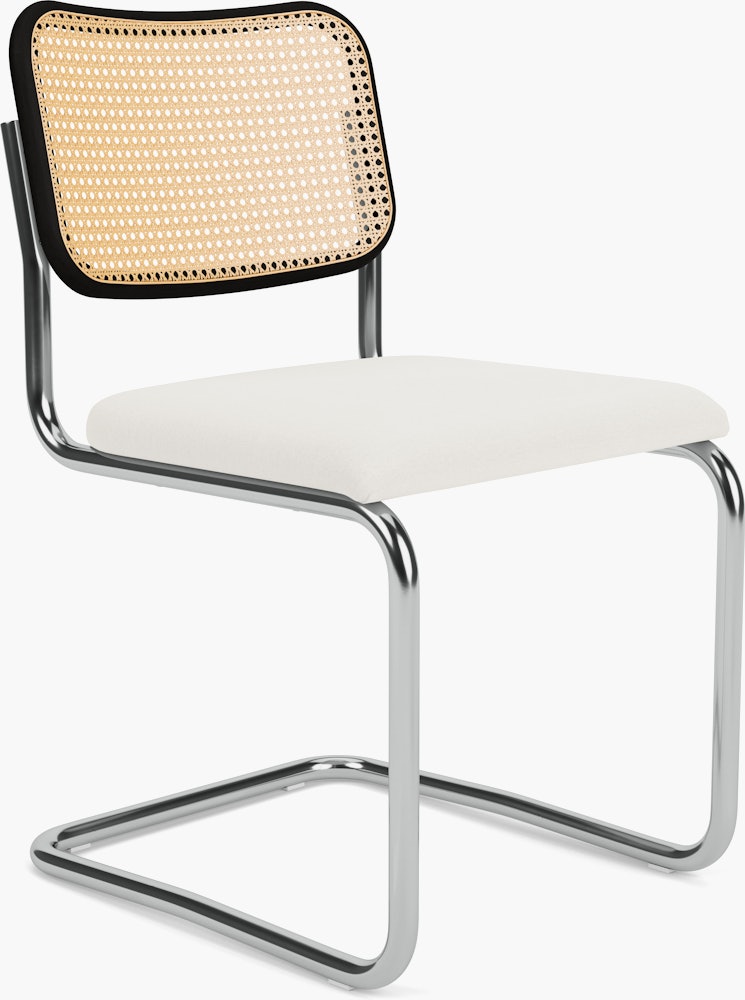 Cesca Side Chair, Caned \ Ebonized BeechBack, Upholstered Seat, Hourglass, Air