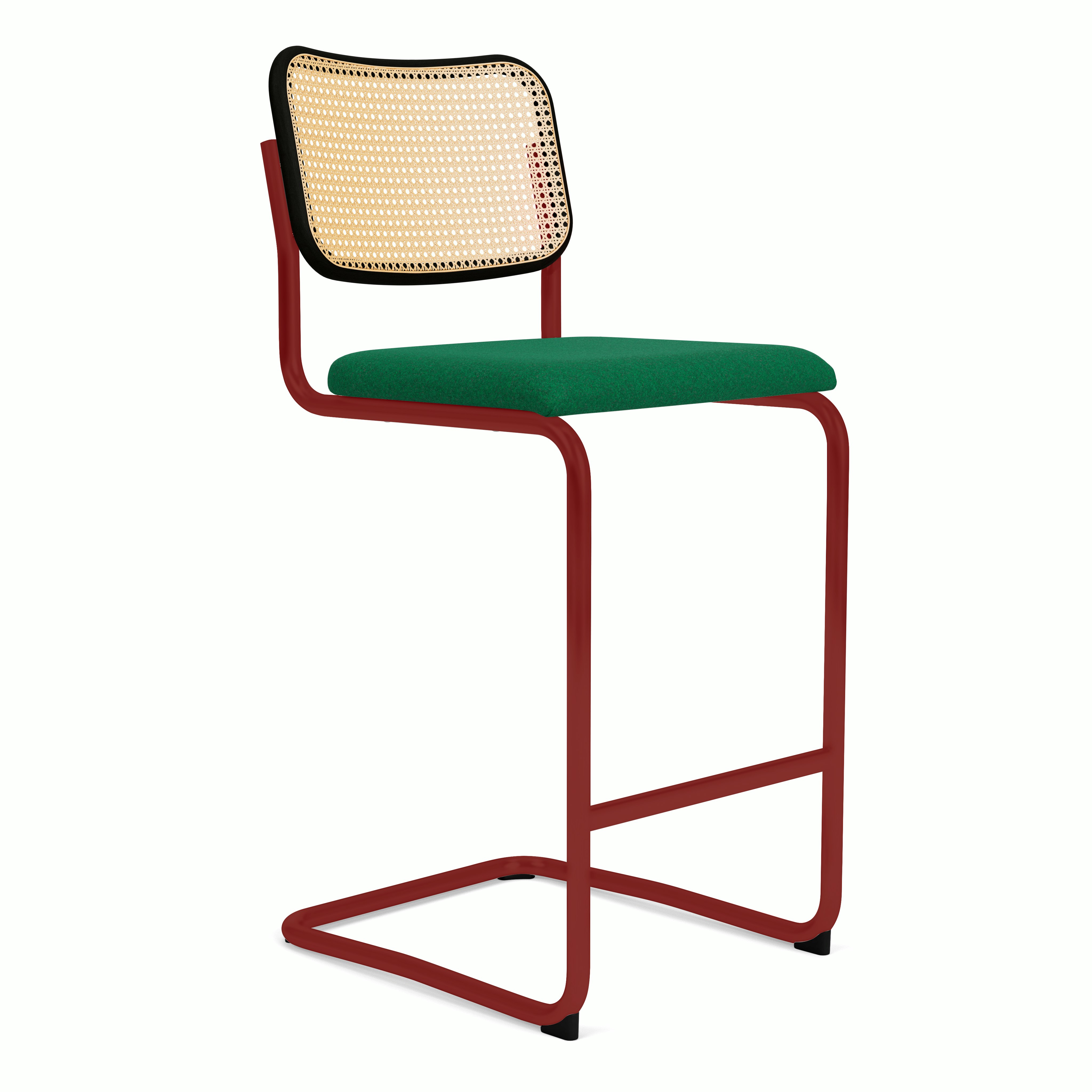 Cesca Upholstered Stool - Ebonized Beech ,  Bar Height ,  Seat Pad,  Wow Factor,  holiday,  red frame