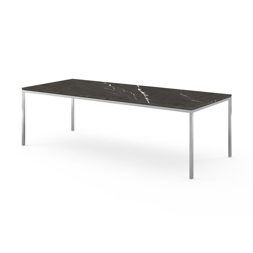 Florence Knoll Table - Rectangle, 94 x 39, Satin Grigio Marquina, Polished Chrome