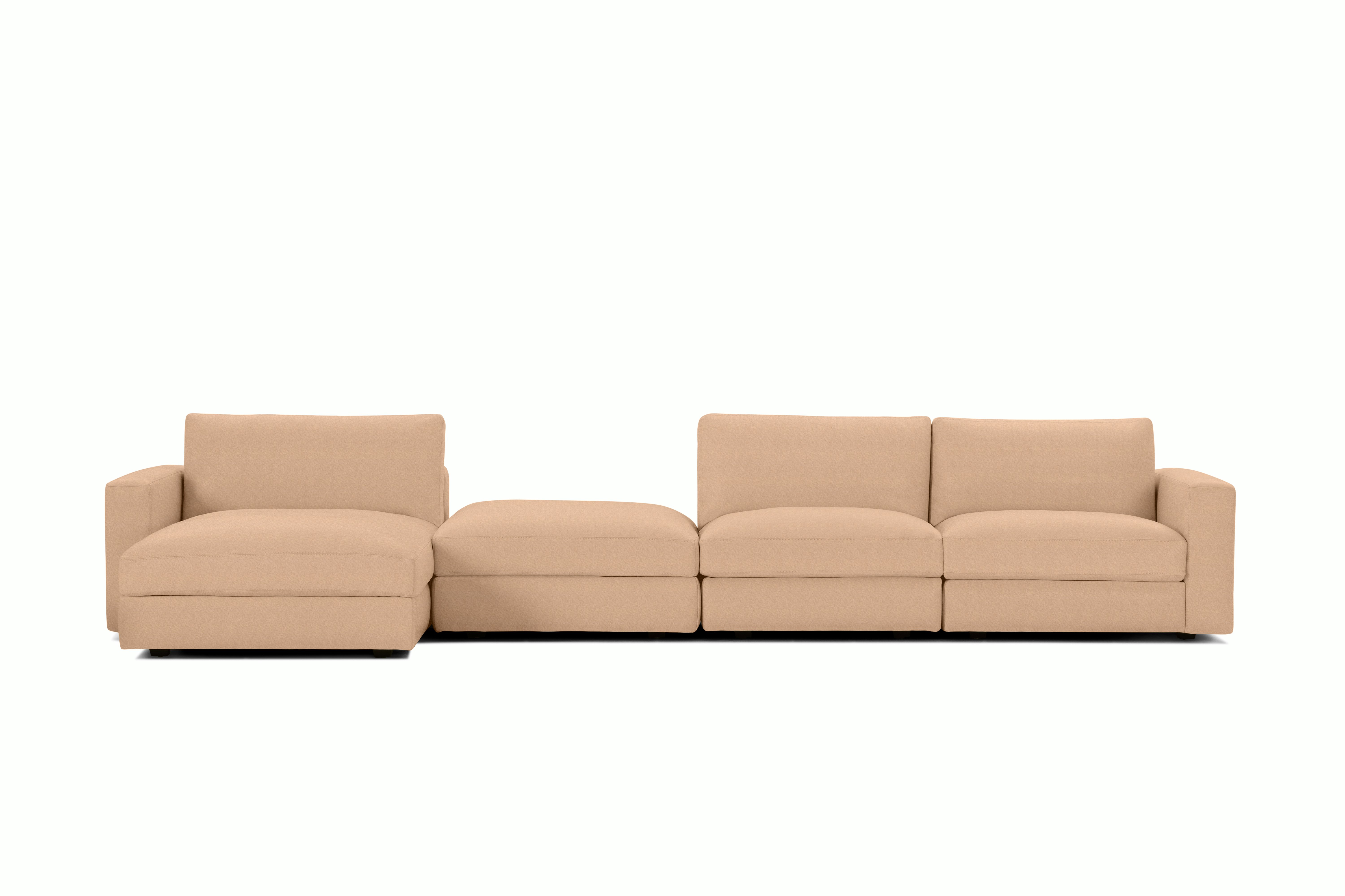 Reid Sectional - Sectional With Ottoman,  Left,  Prone Leather,  Balsa,  1" Block"