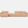 Reid Sectional - Sectional With Ottoman,  Left,  Prone Leather,  Balsa,  1" Block"