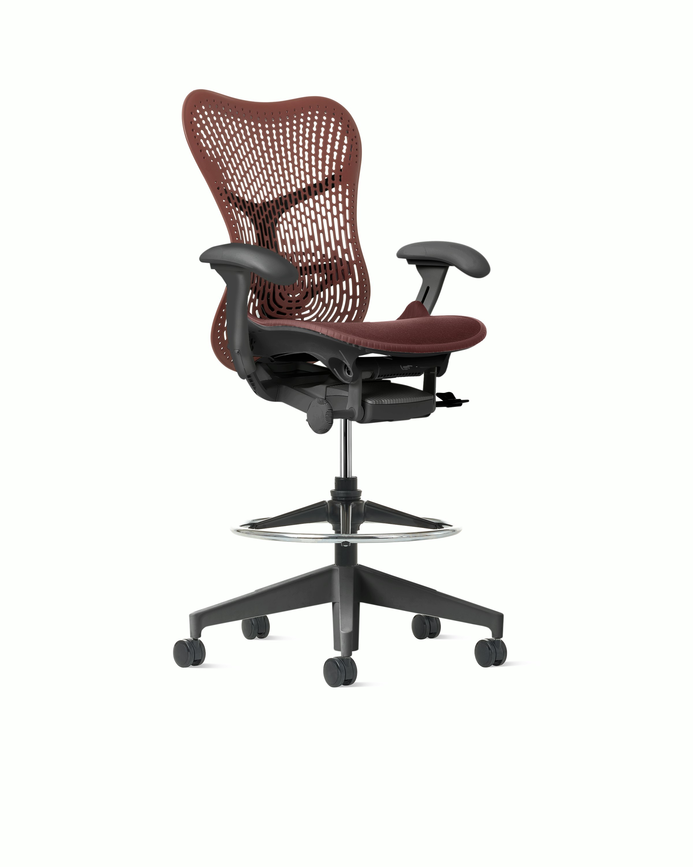 Mirra 2 Stool in Graphite with Cordovan Triflex Suspension and Fixed Seat