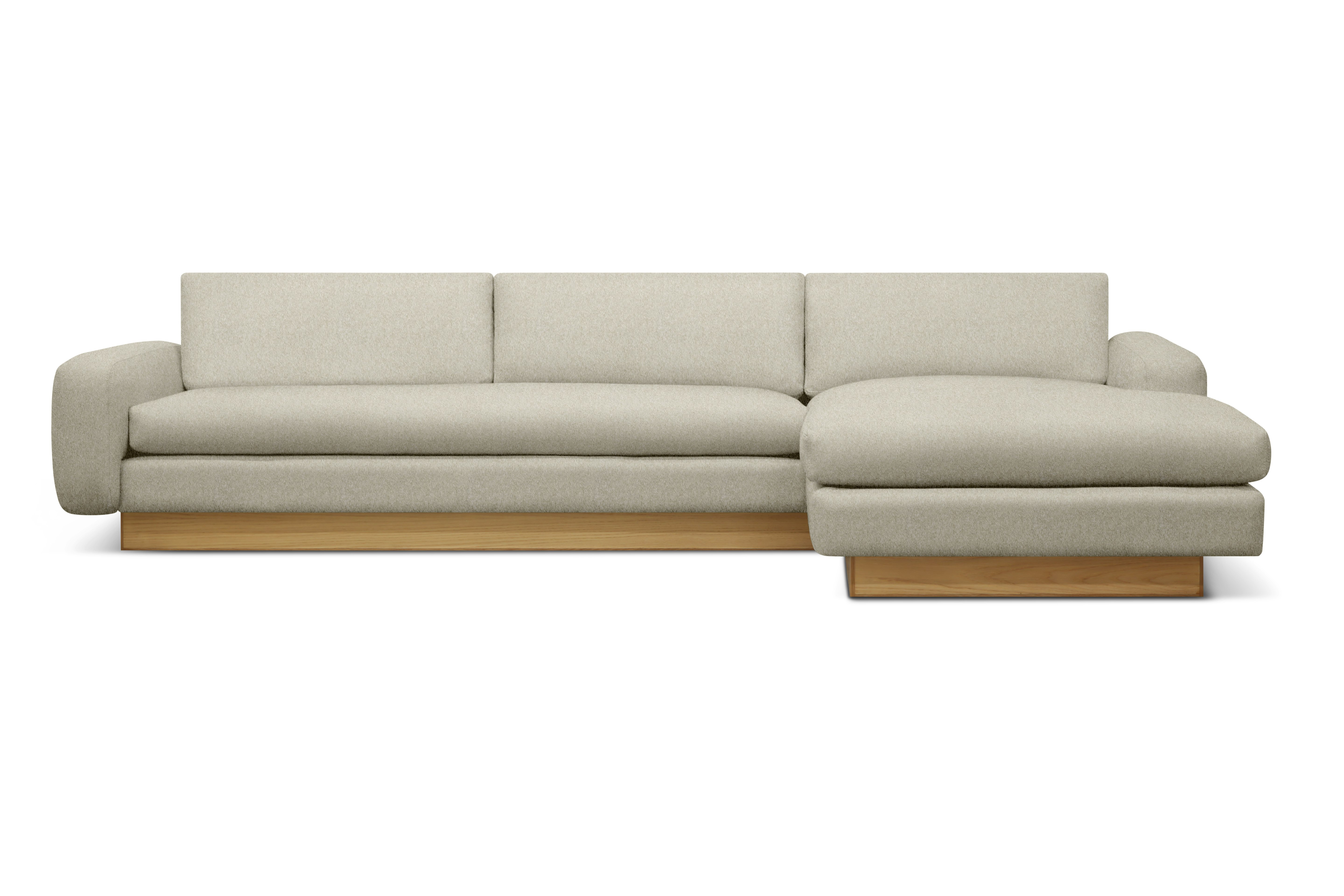 Mesa Sectional with Chaise - Right,  Alpaca Faux,  Sea Salt,  Oak