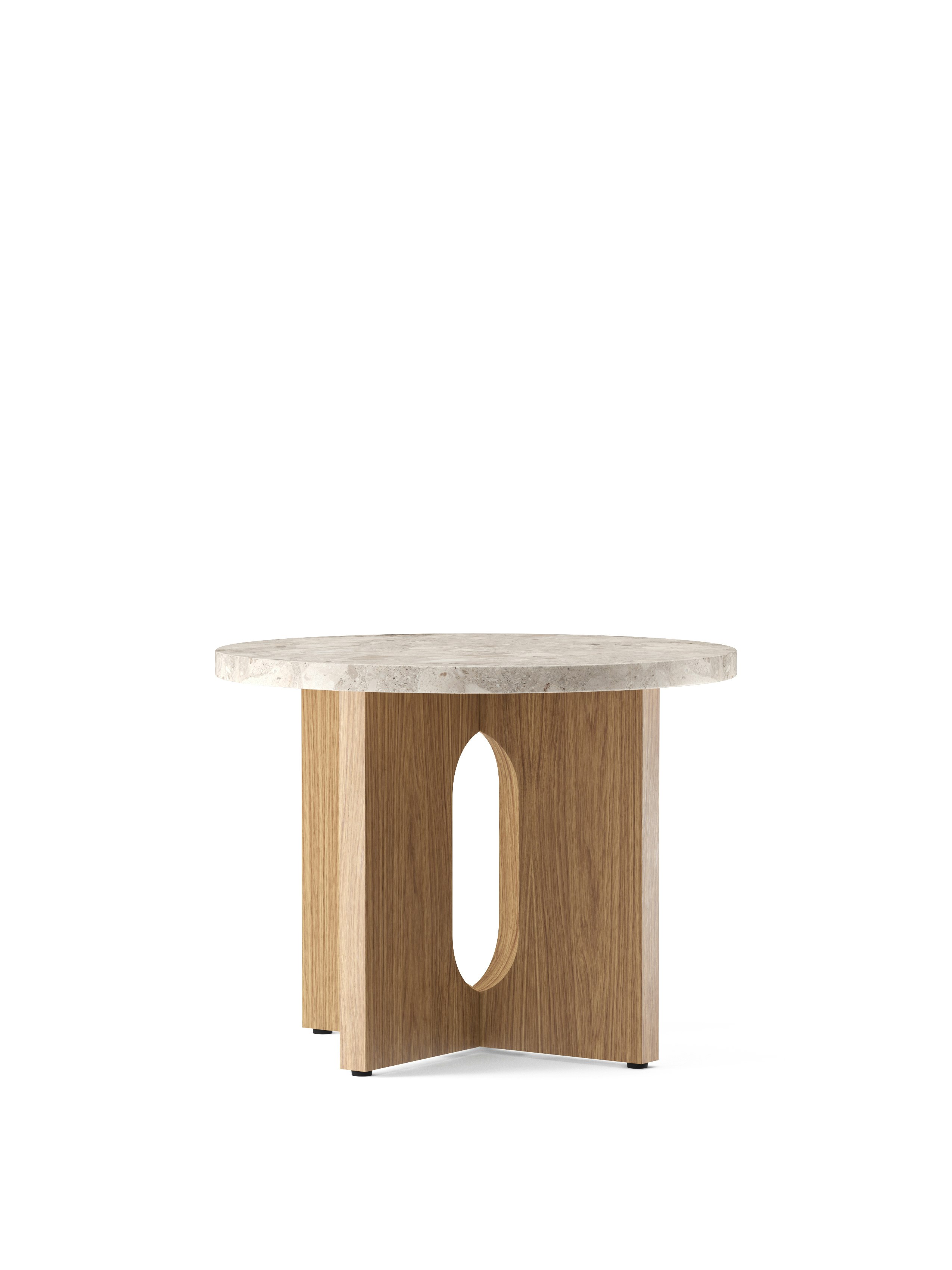 Androgyne Side Table, Natural Oak with Kunis Breccia marble top