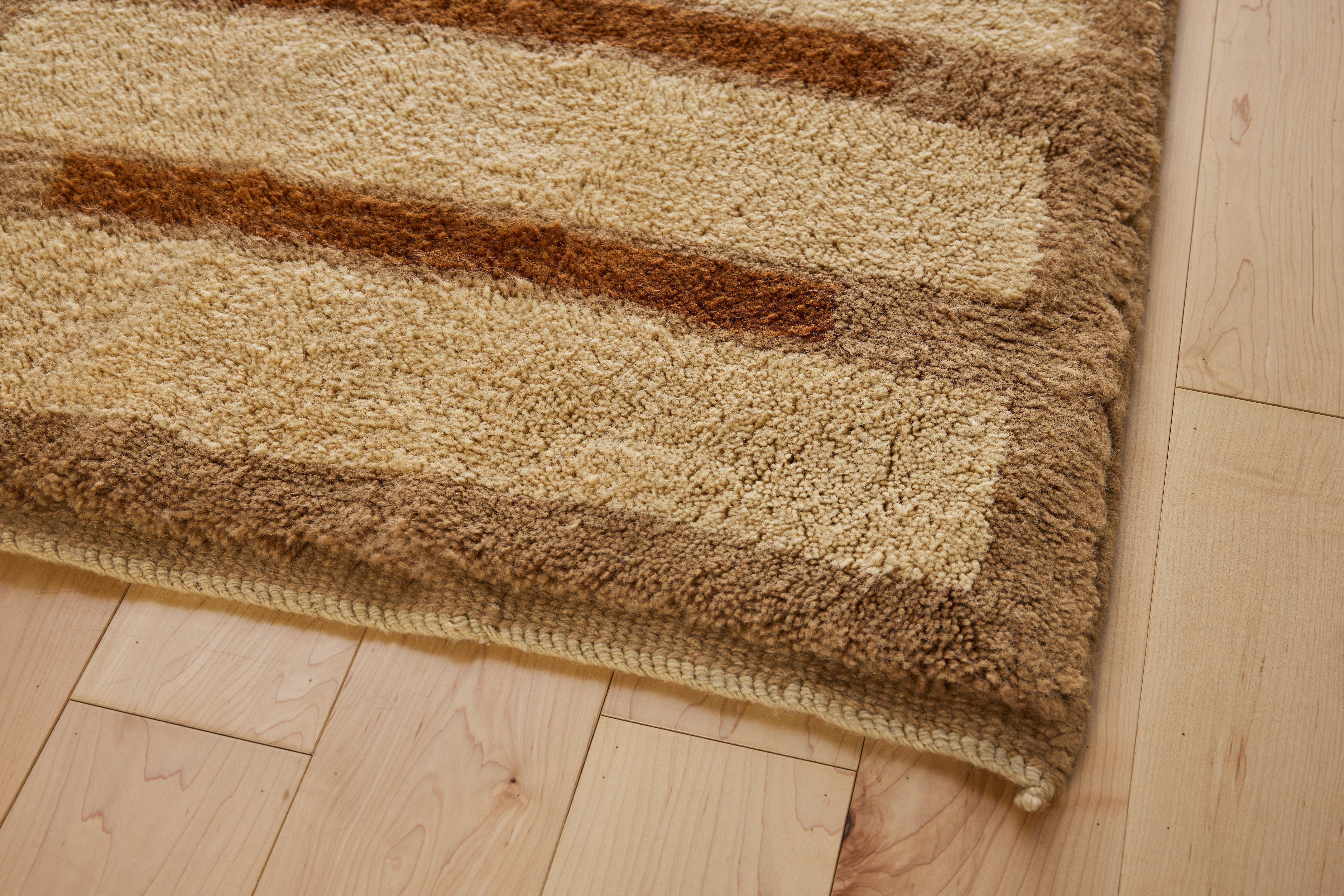 Brick Wool Moroccan Rug - Oat,  Runner