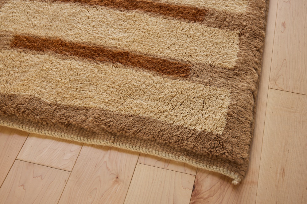 Brick Wool Moroccan Rug - Oat,  Runner