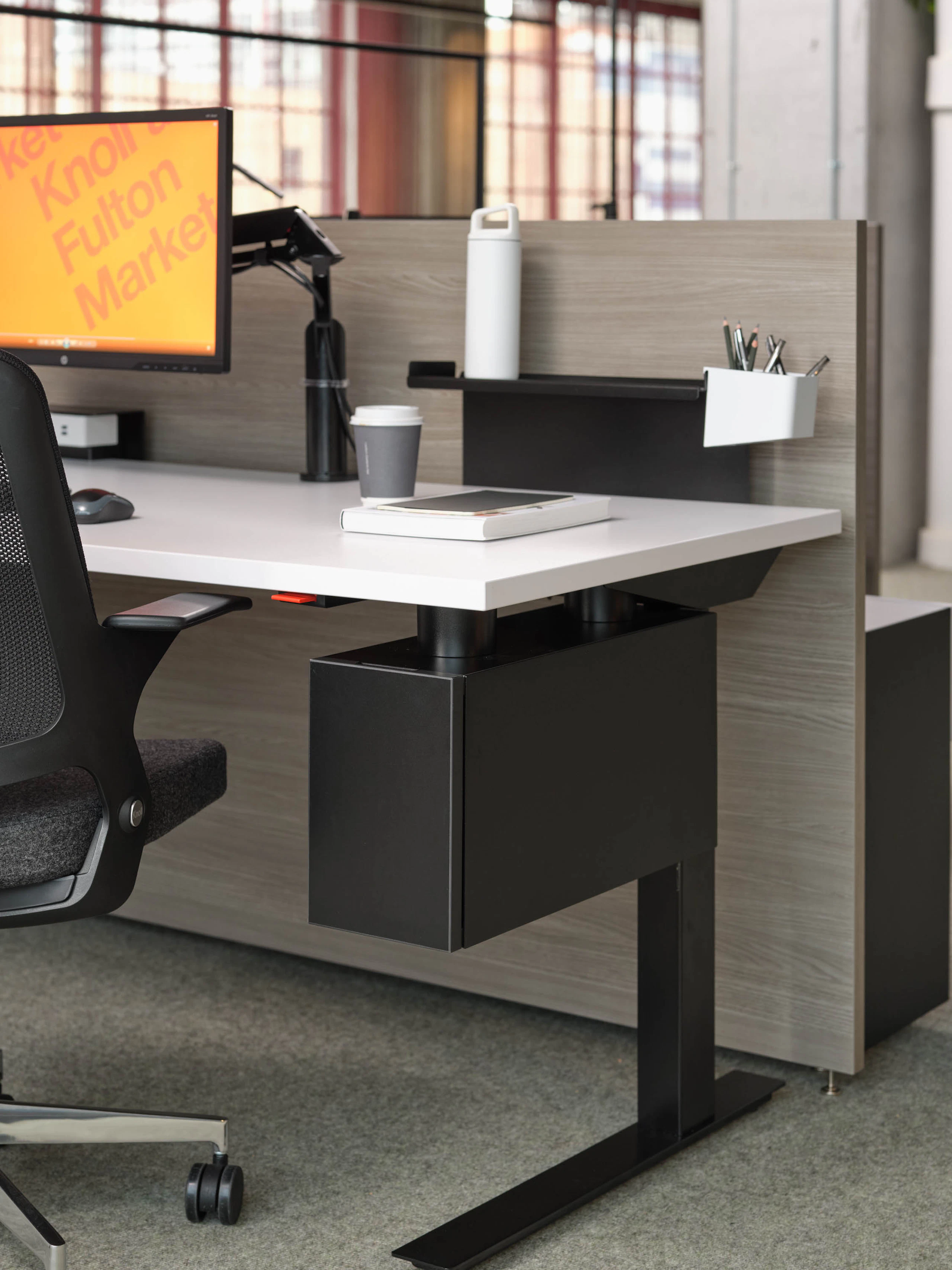 antenna workspaces hybrid storage suspended workstation desktop shelf cup