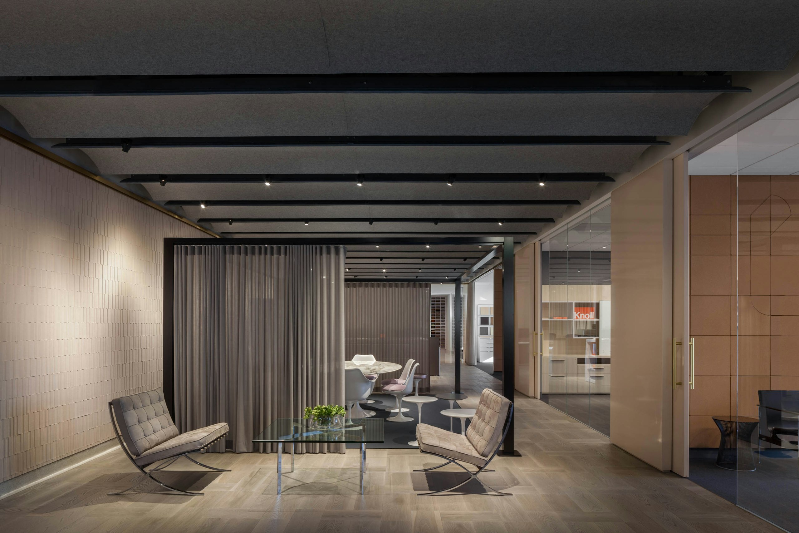 rockwell unscripted creative wall barcelona chair barcelona table immersive planning