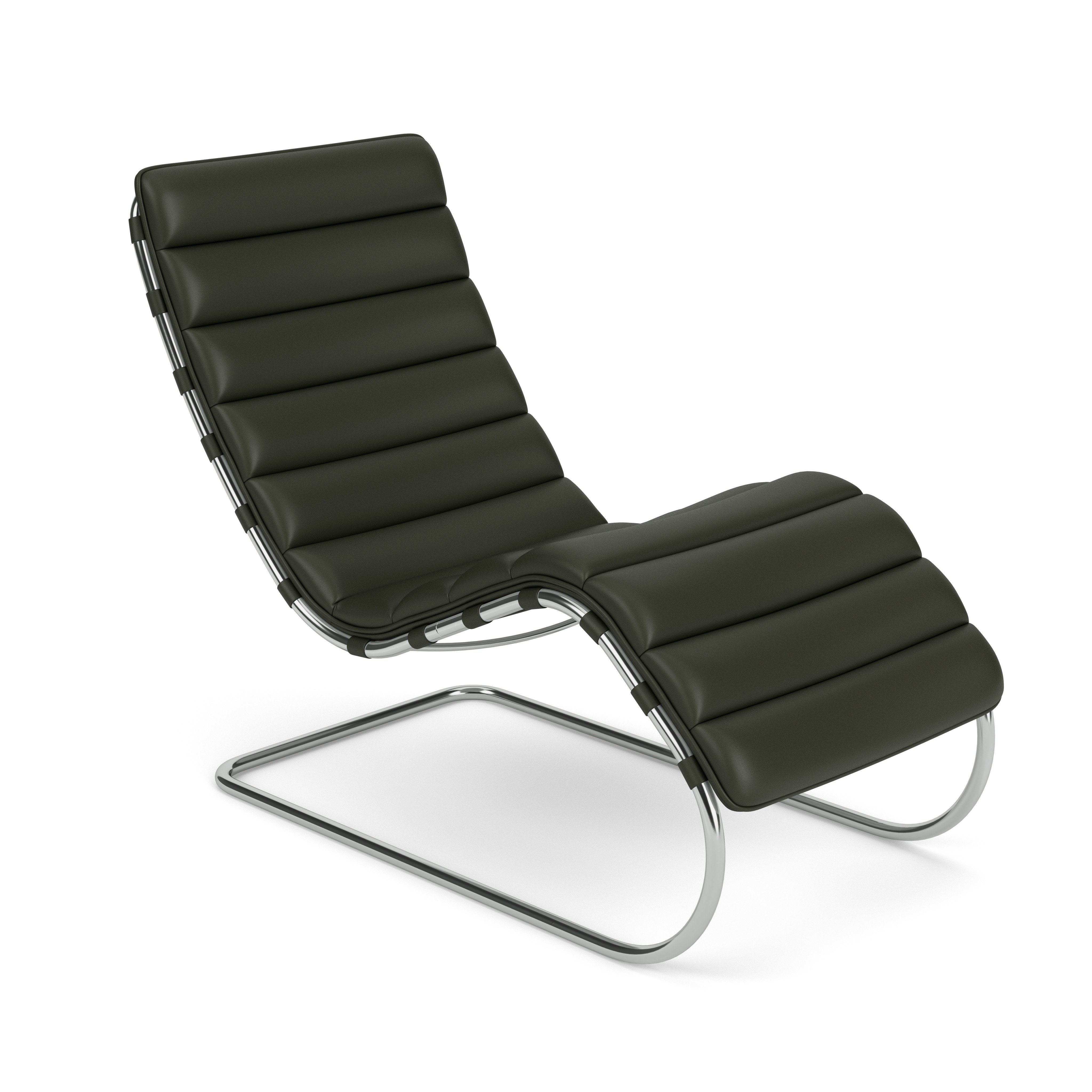 MR Chaise - Sabrina Leather, Jasper, Polished Chrome