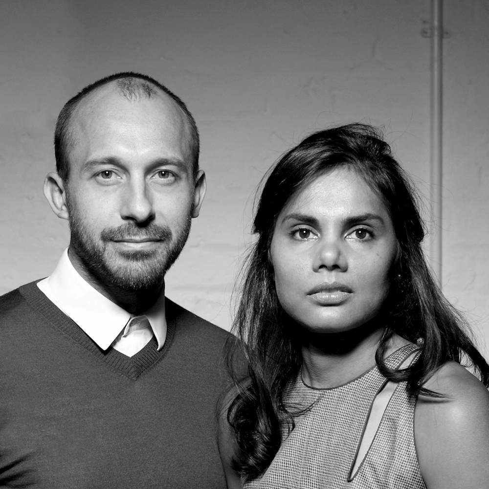 A headshot of Nipa Doshi and Jonathan Levien from Doshi Levien.