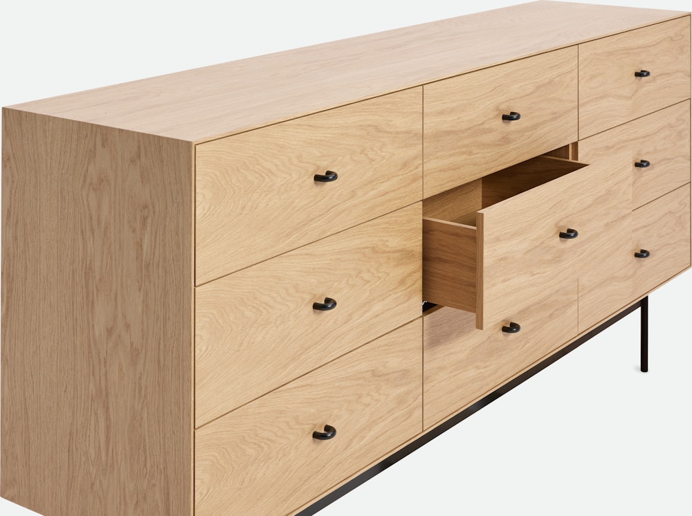 Loop Nine Drawer Dresser - Oak,  Black