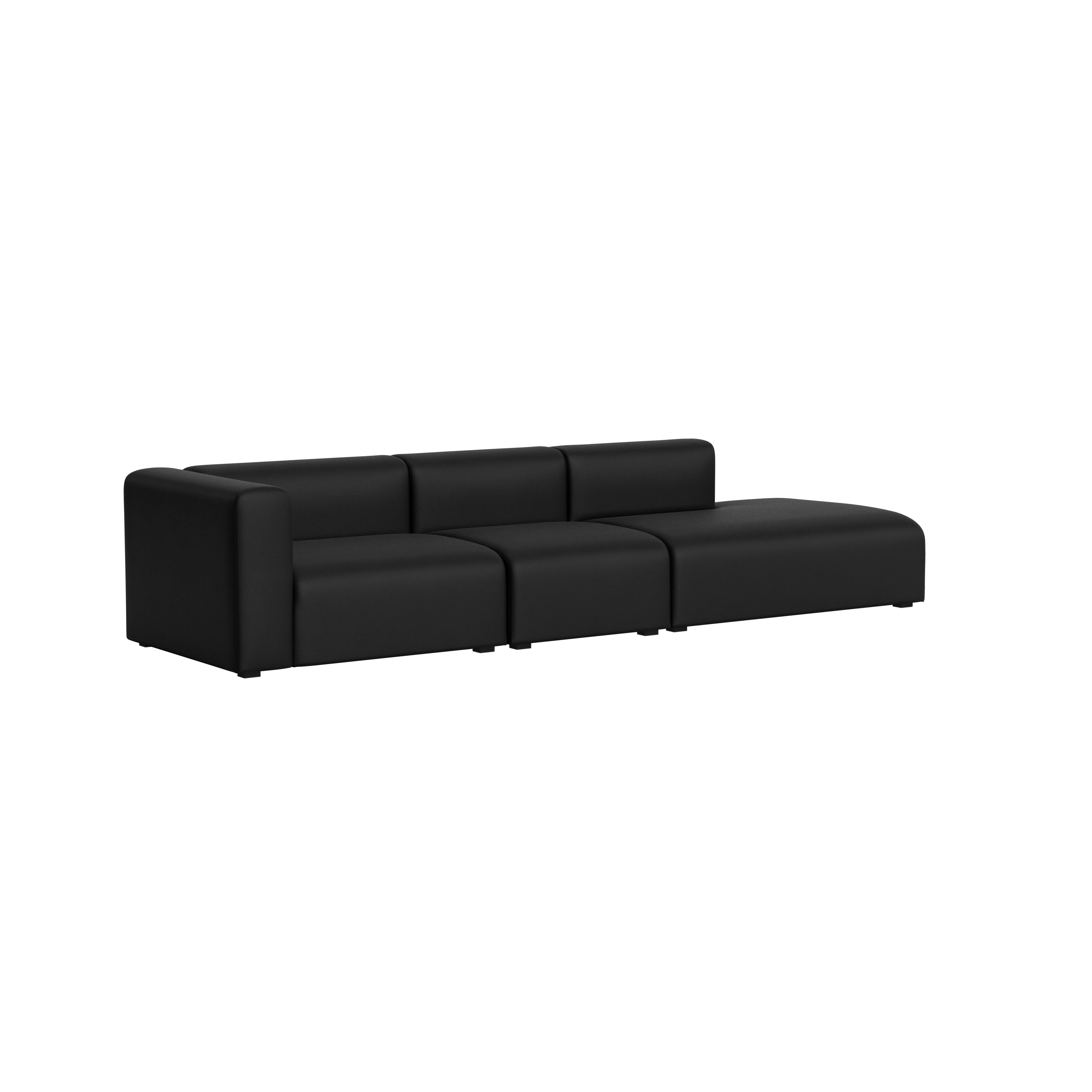Mags One-Arm 3 Seat Sofa - Left, Prone Leather, 006 Obsidian
