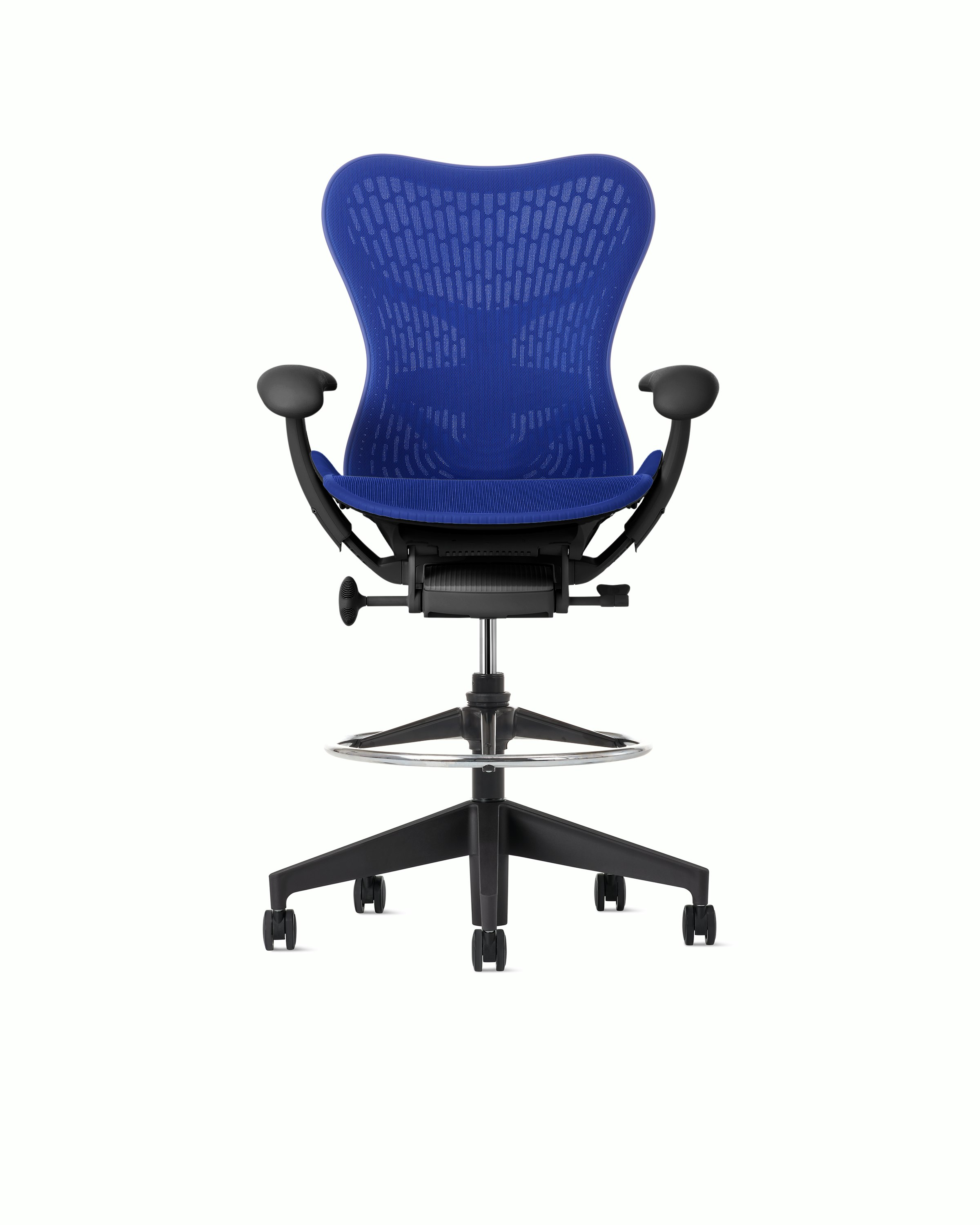 Mirra 2 Stool in Graphite with Ultramarine Butterfly Suspension with Fixed sear