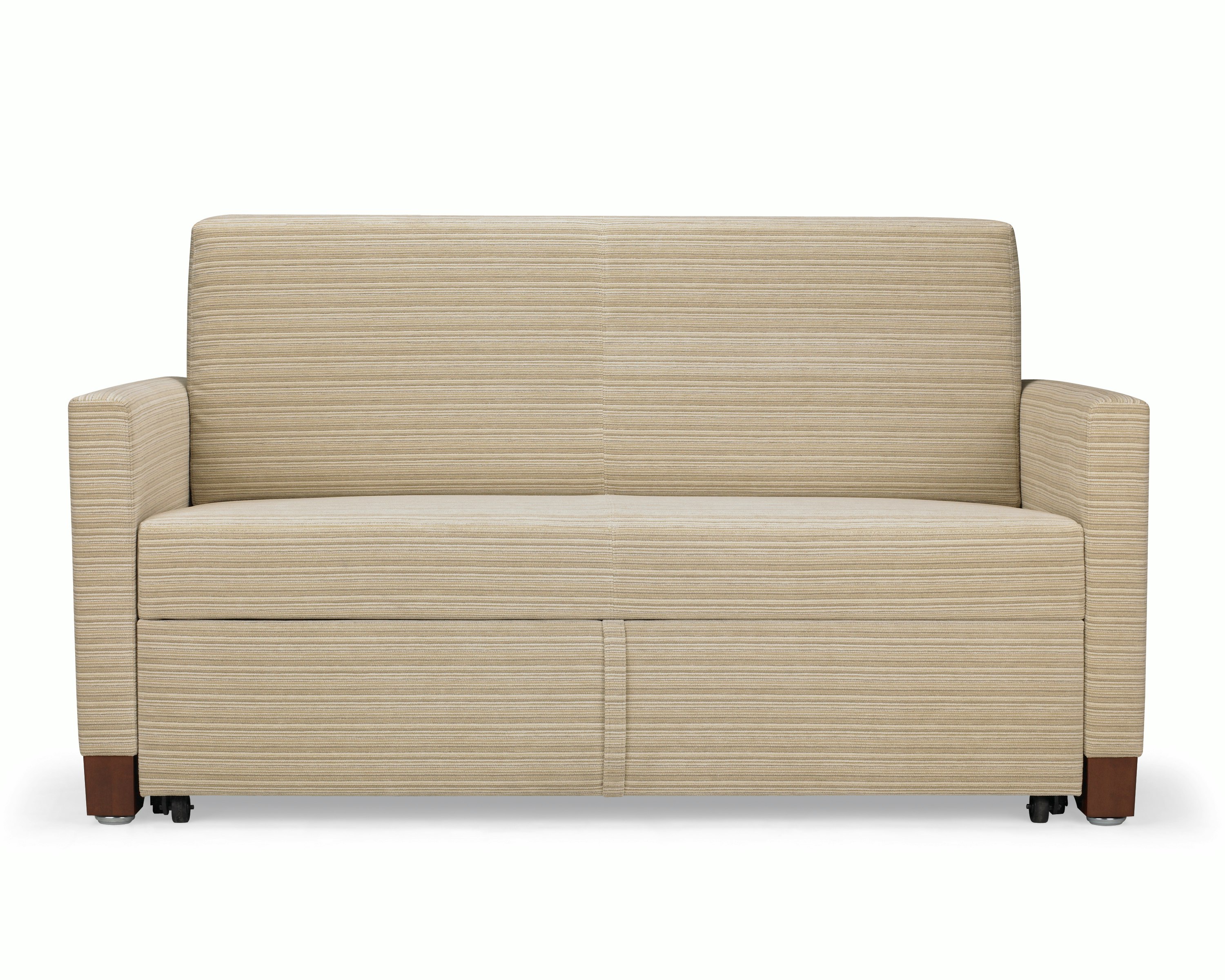 Nemschoff Beaumont Sleep Chair & Settee in tan upholstery, viewed from the front.