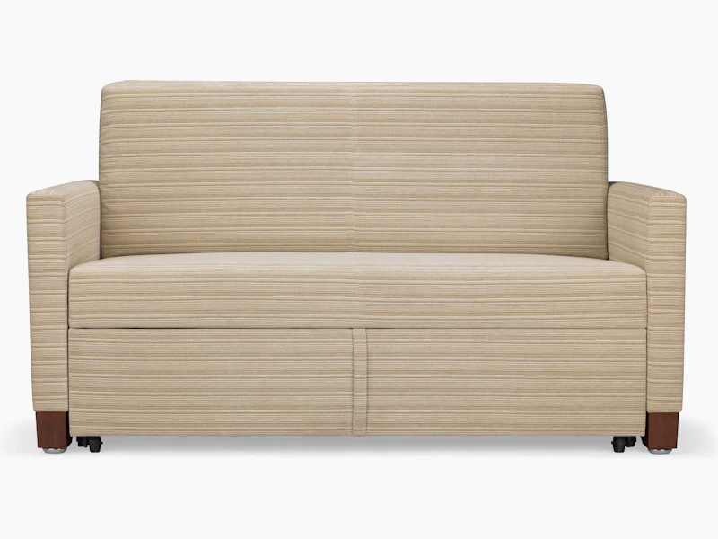 Nemschoff Beaumont Sleep Chair & Settee in tan upholstery, viewed from the front.