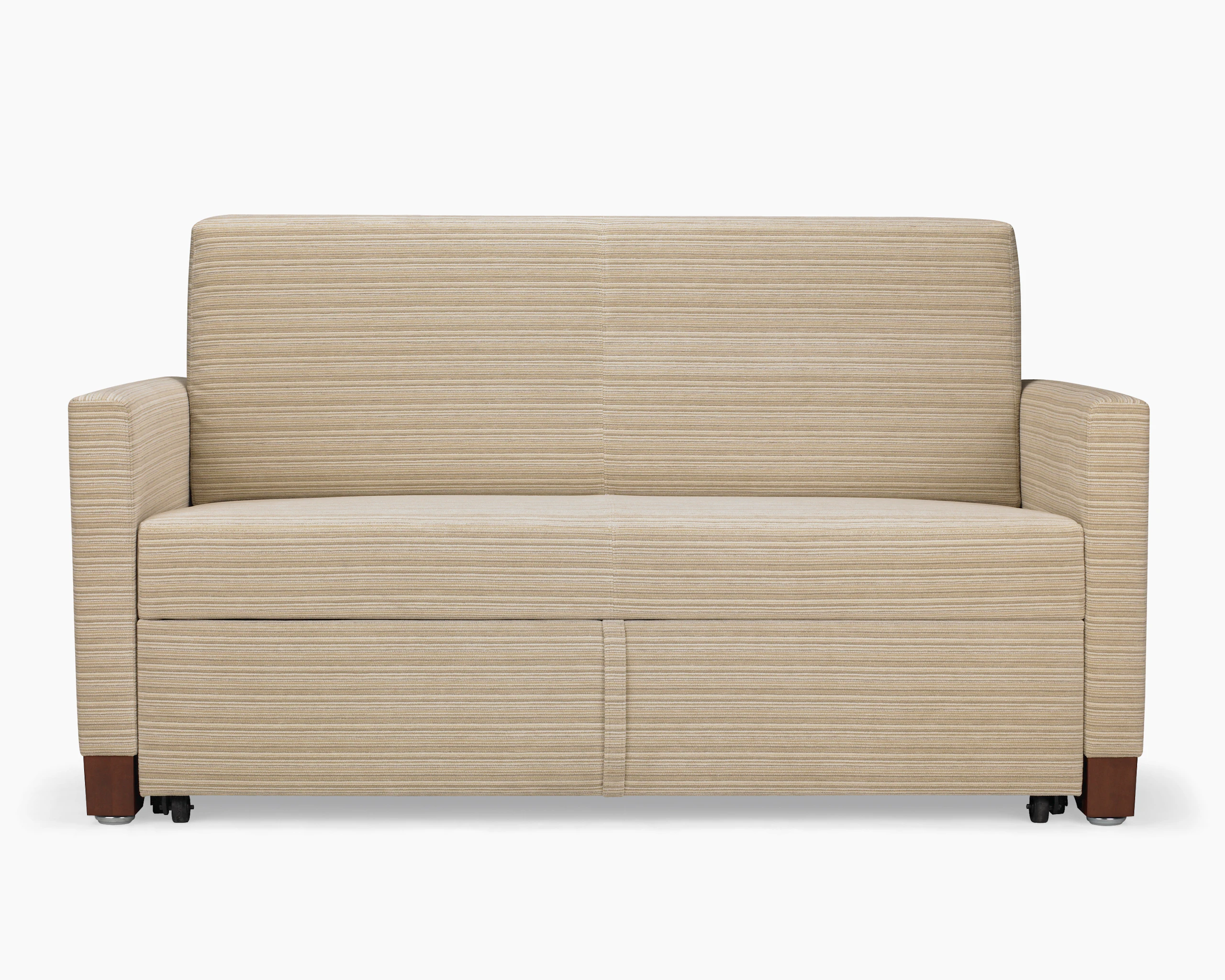 Nemschoff Beaumont Sleep Chair & Settee in tan upholstery, viewed from the front.