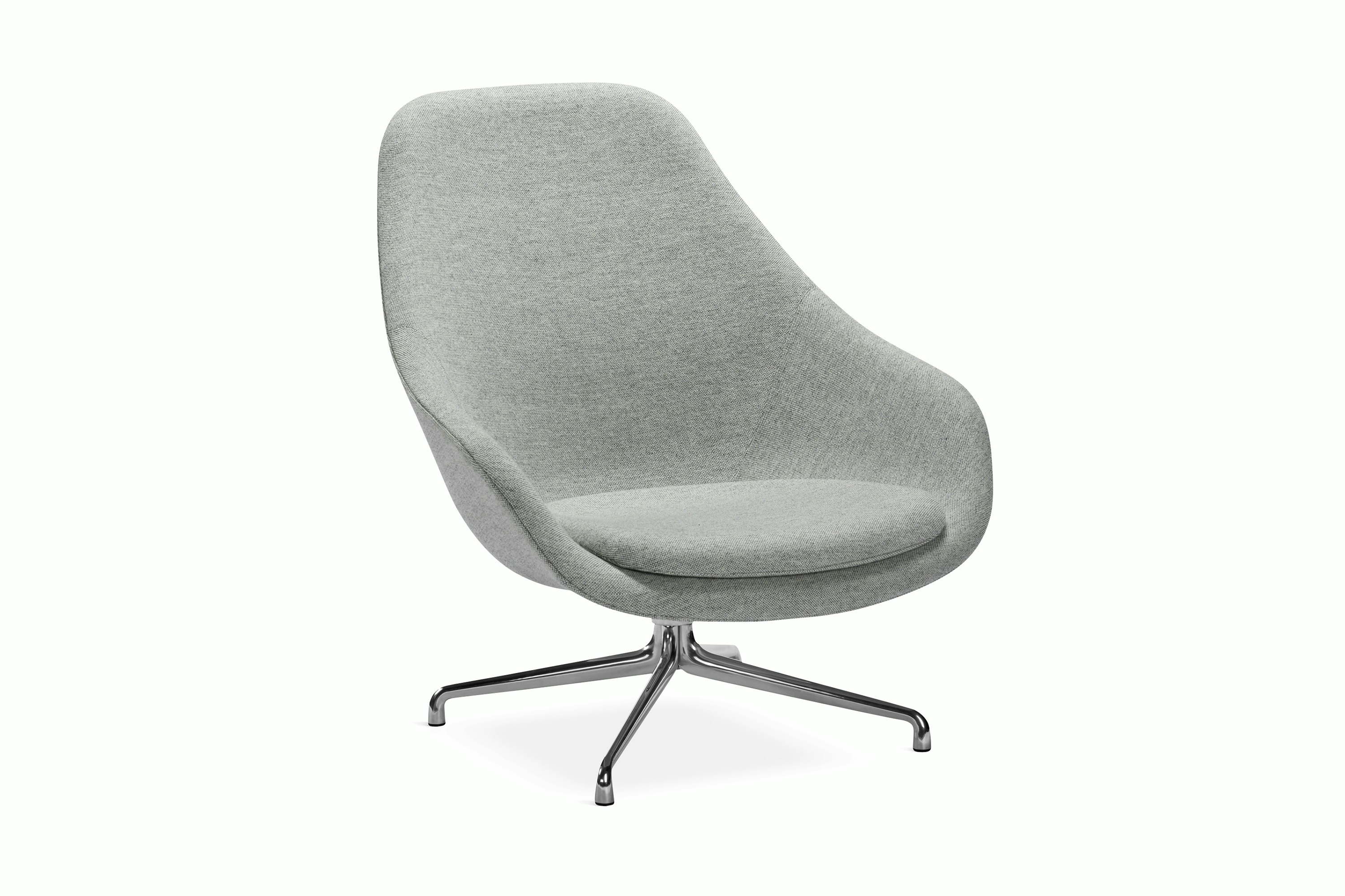 Grey About A Lounge Chair with 4-star metal base, viewed at an angle.