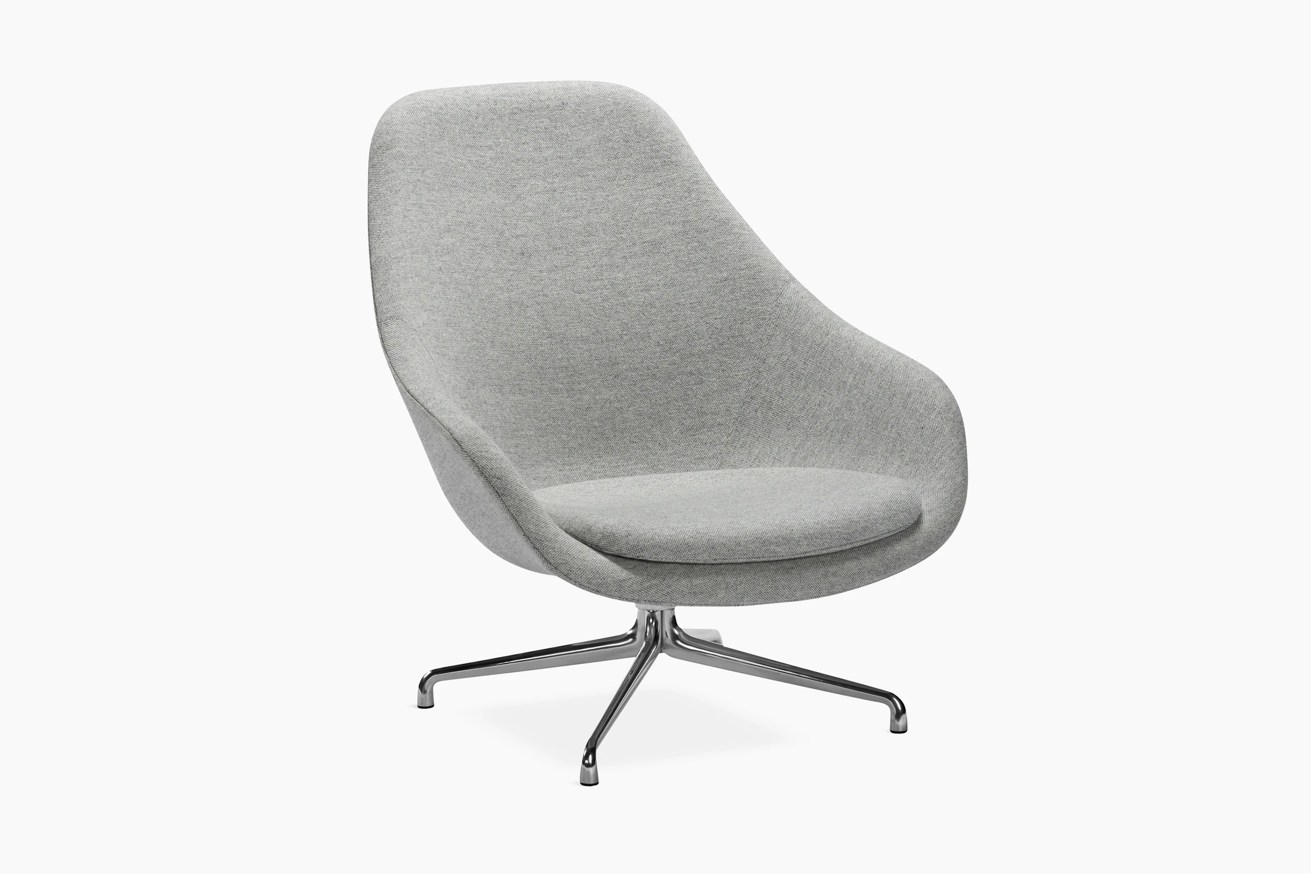 Grey About A Lounge Chair with 4-star metal base, viewed at an angle.