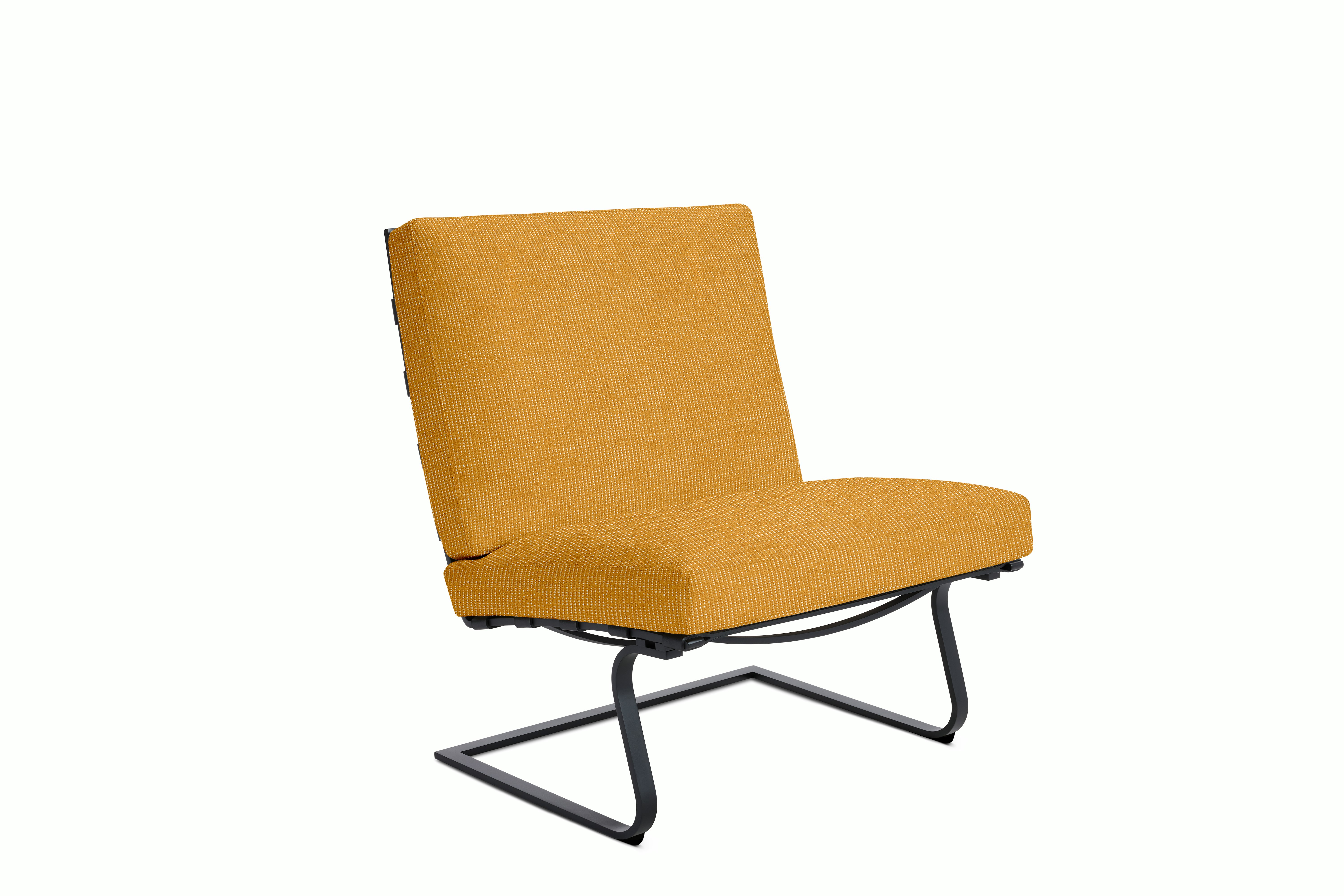 Tugendhat Chair in Prestini,  Copper White with belting in Belting Leather,  Black and black frame