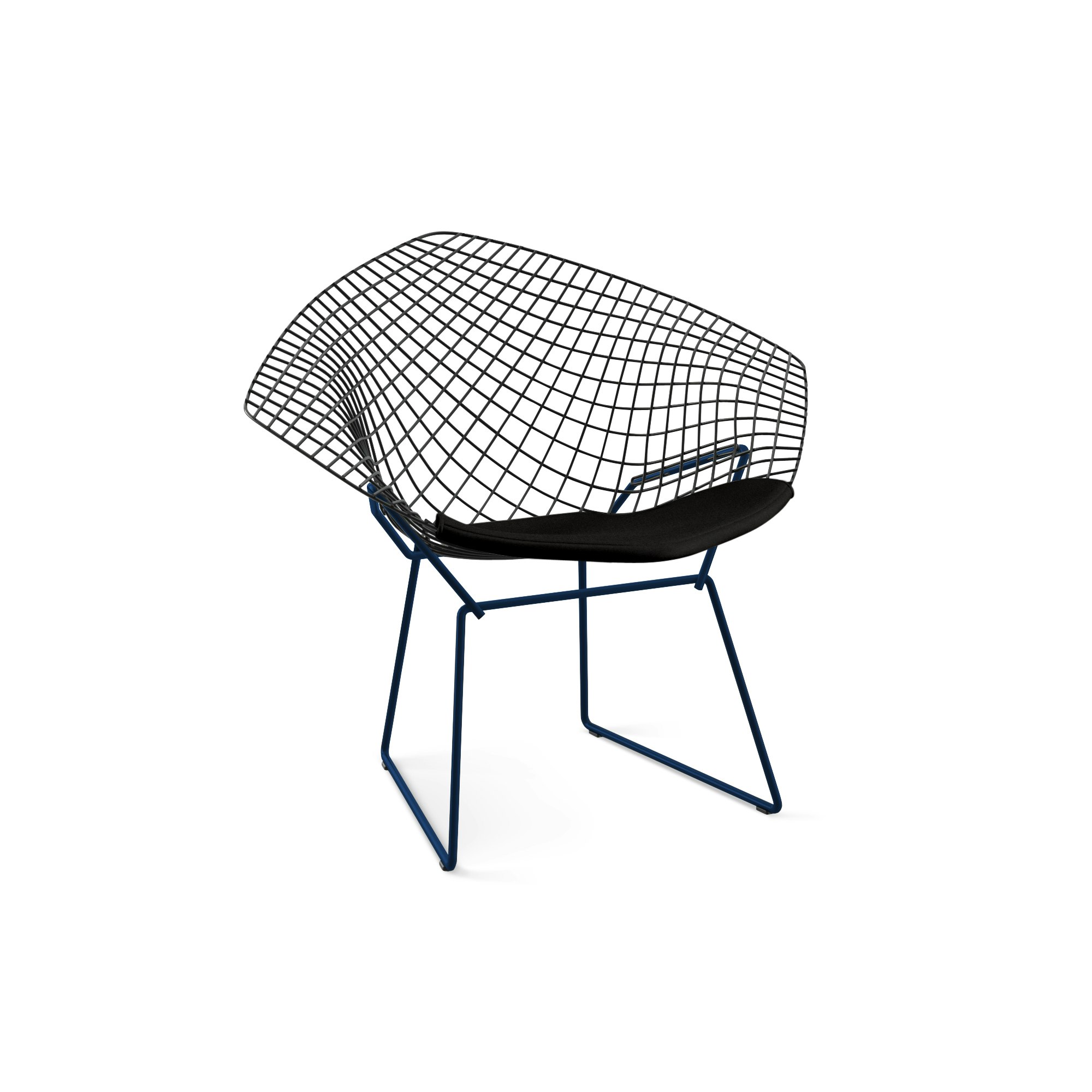 Bertoia Diamond Chair,  Black Frame,  Blue Base,  Hourglass,  Caviar